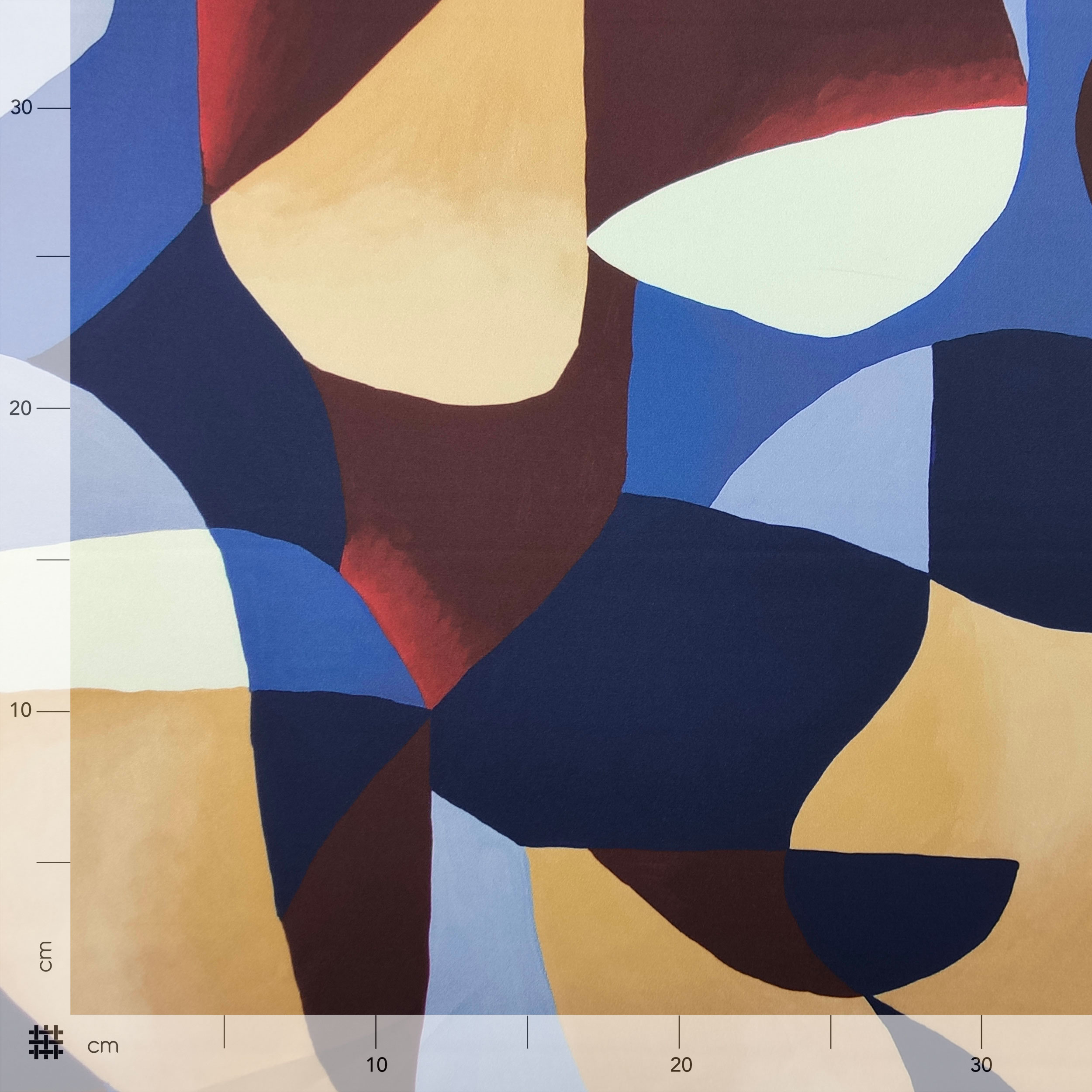 Estampado geométrico de colores Satén de alta costura