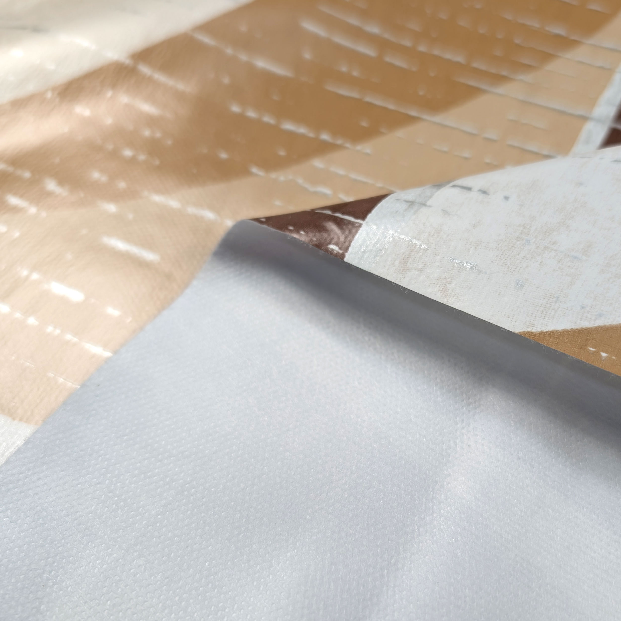 Fabric for Plastic-coated Tablecloth Geometrical Brown Tones Image