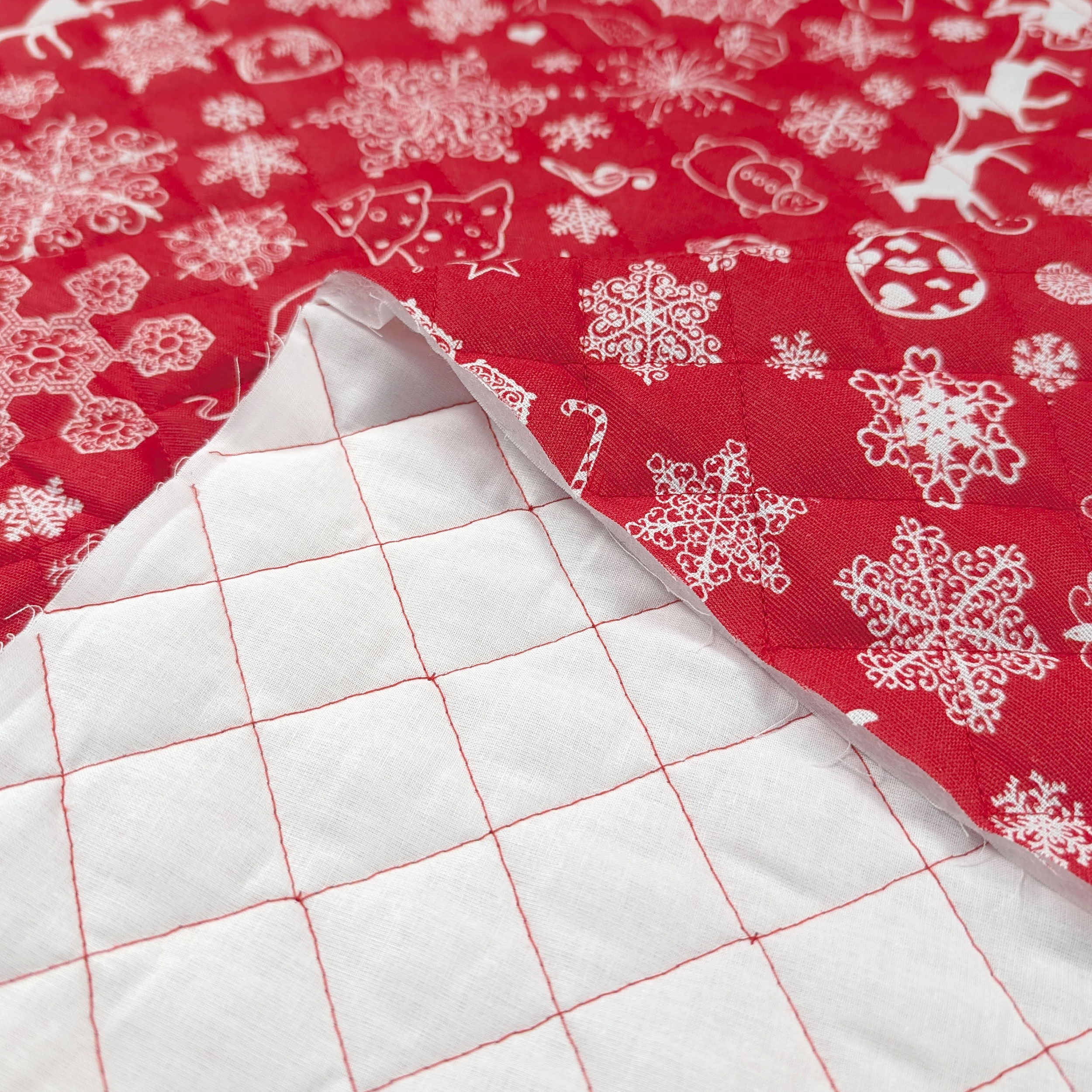 Red Quilted Fabric Snowflakes and Slides Image