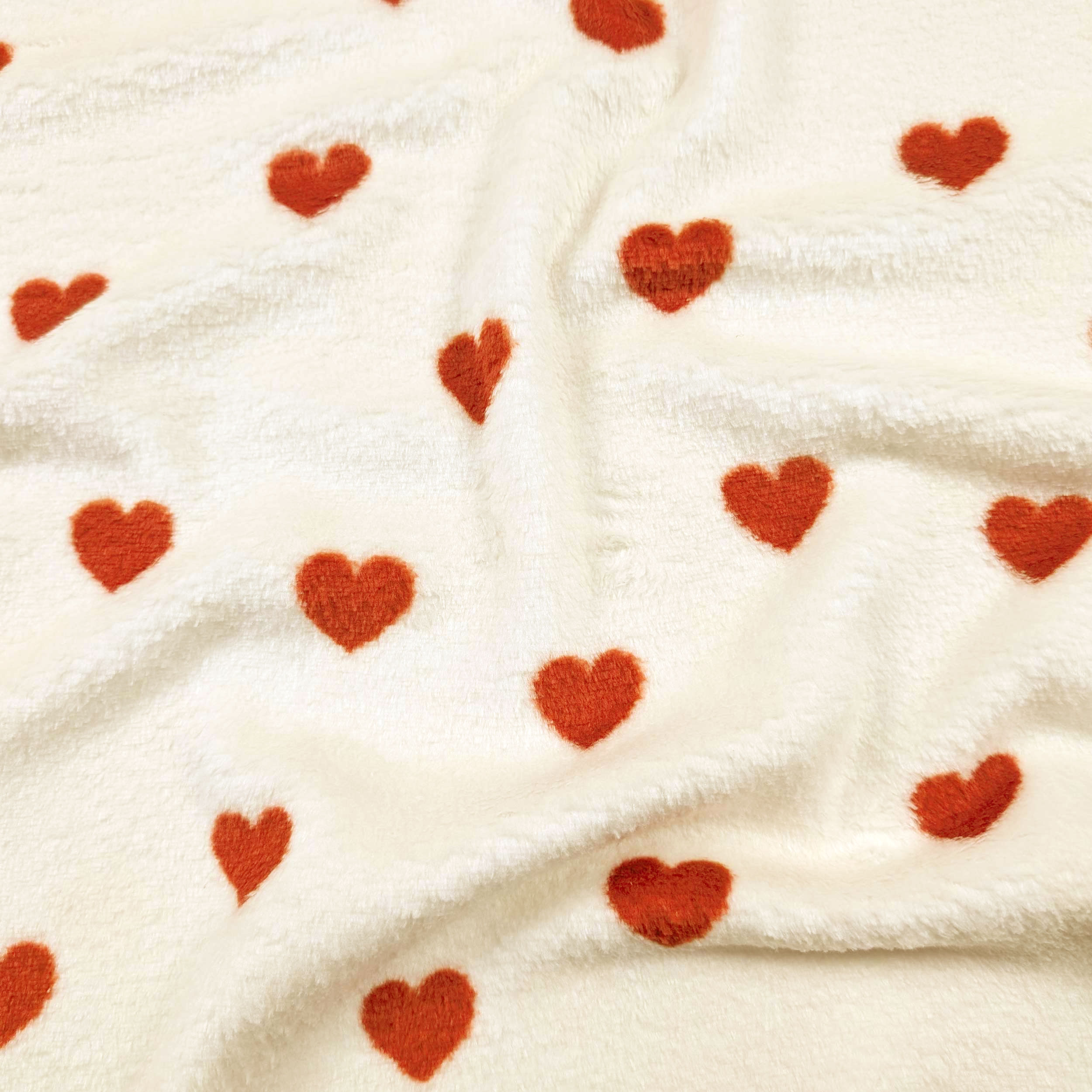 Cashmere Fleece Red Hearts White Background Image