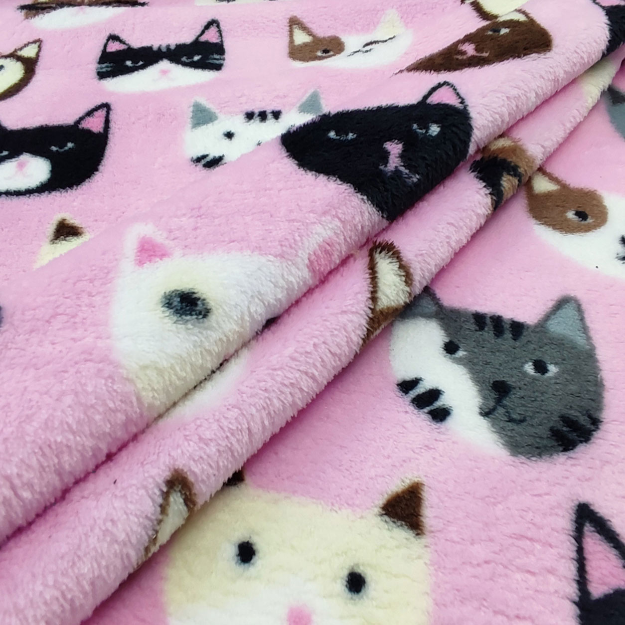 Vellón Cachemira Gatos Fondo Rosa
