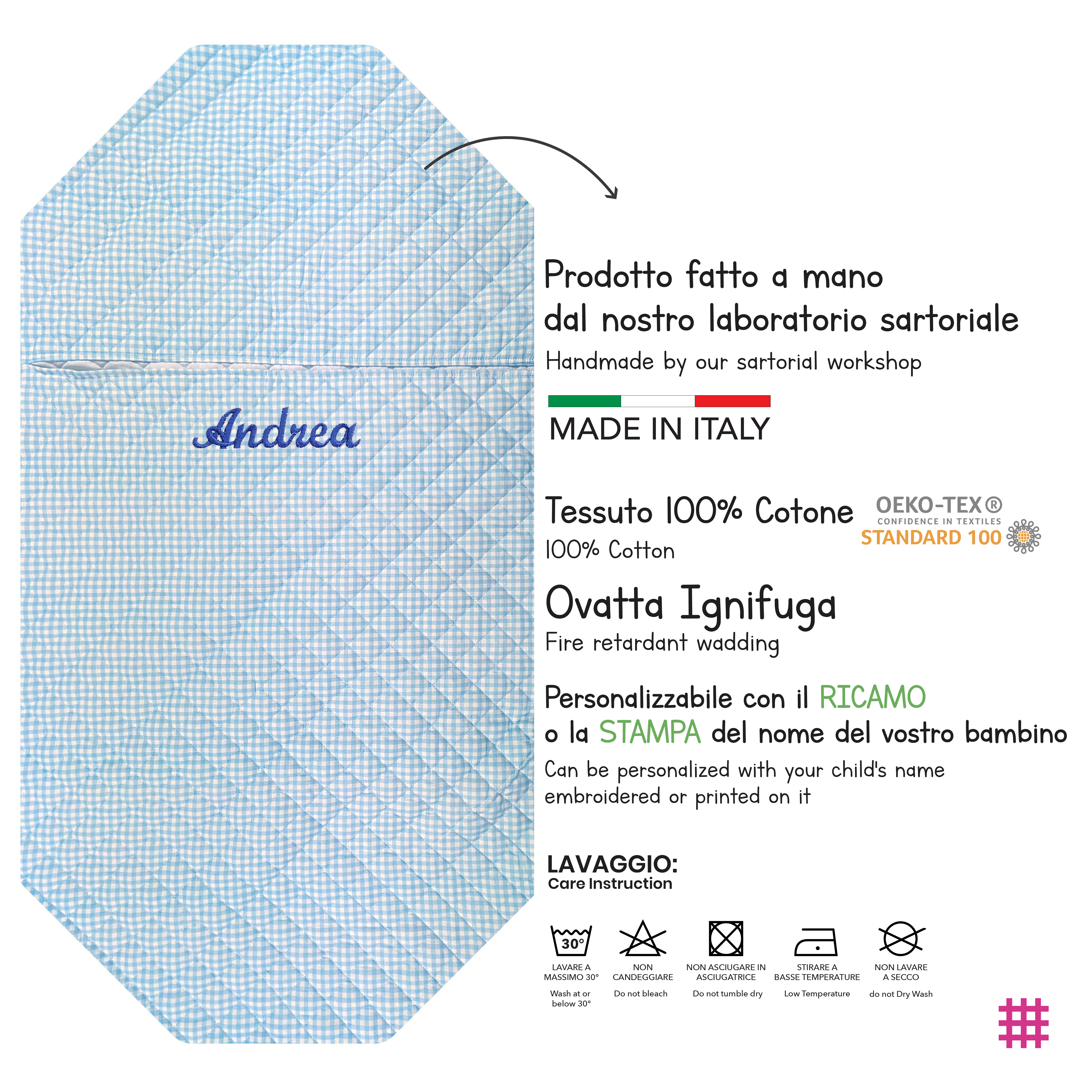 Shaped Sleeping Bag for Brandine Squares Light Blue Image