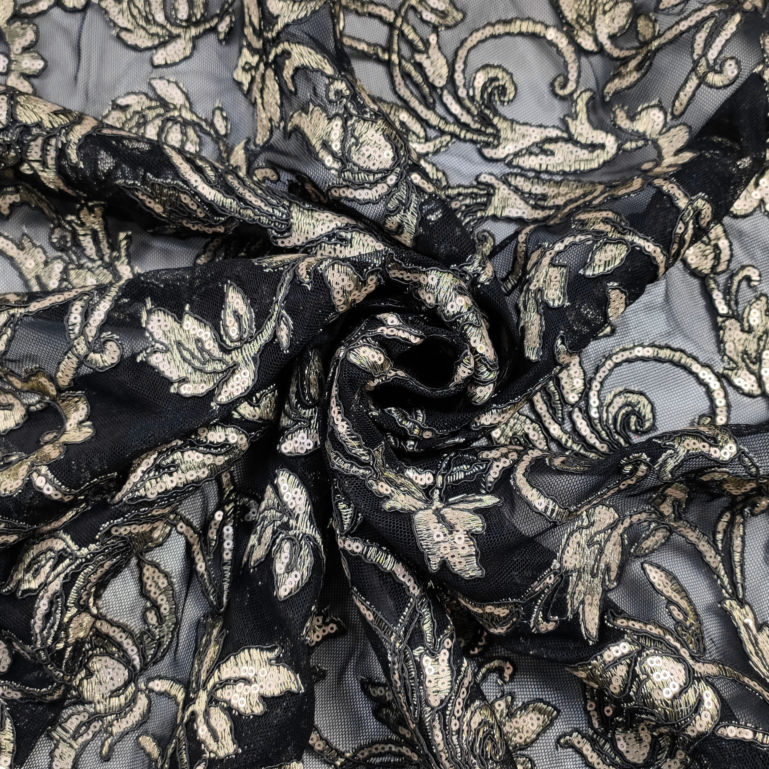 Embroidered Tulle with Sequins Fashion Black Image