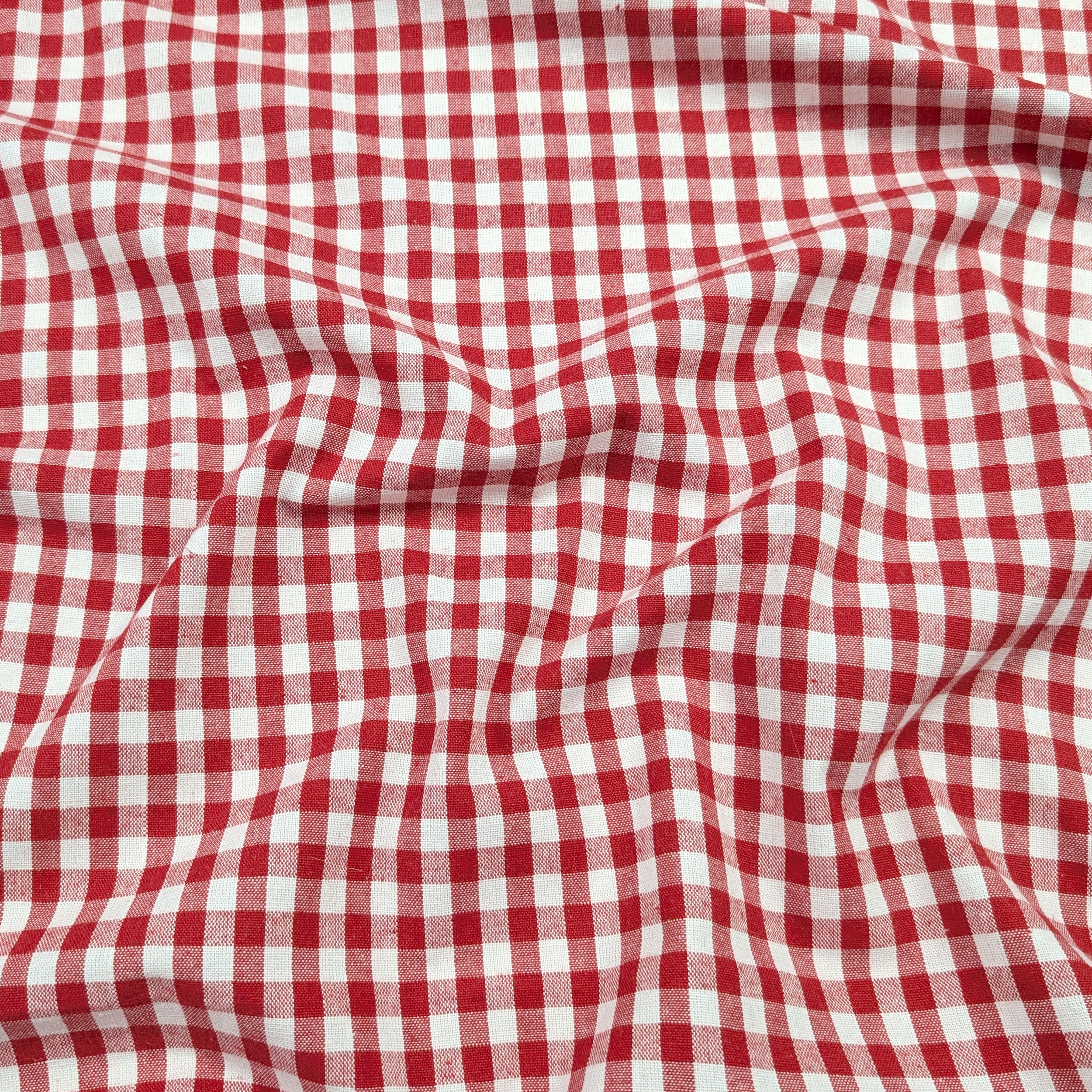 Washed Cotton Yarn Dyed Red Check Image
