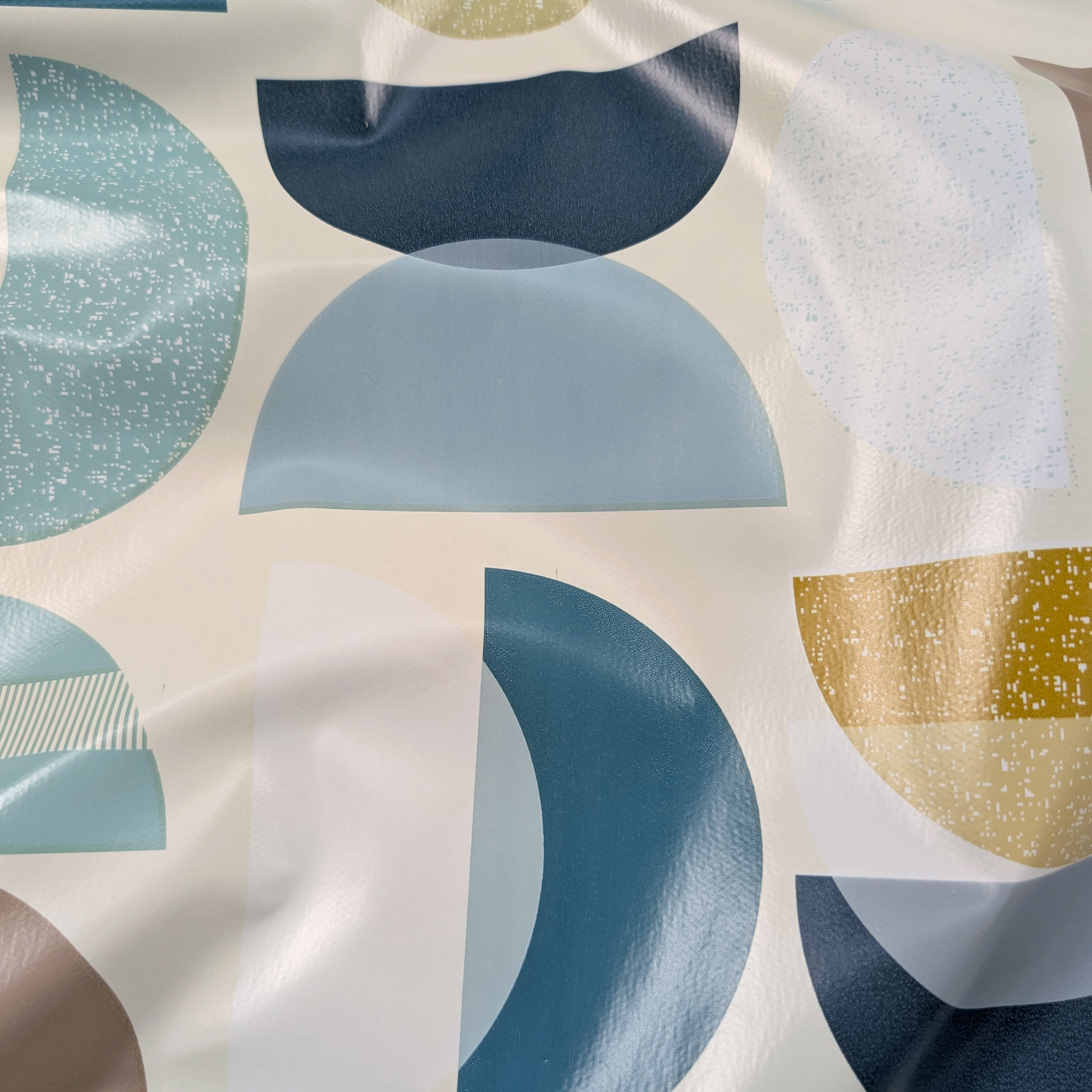 Fabric for Pop Art Plastic-coated Tablecloth Blue Beige Image