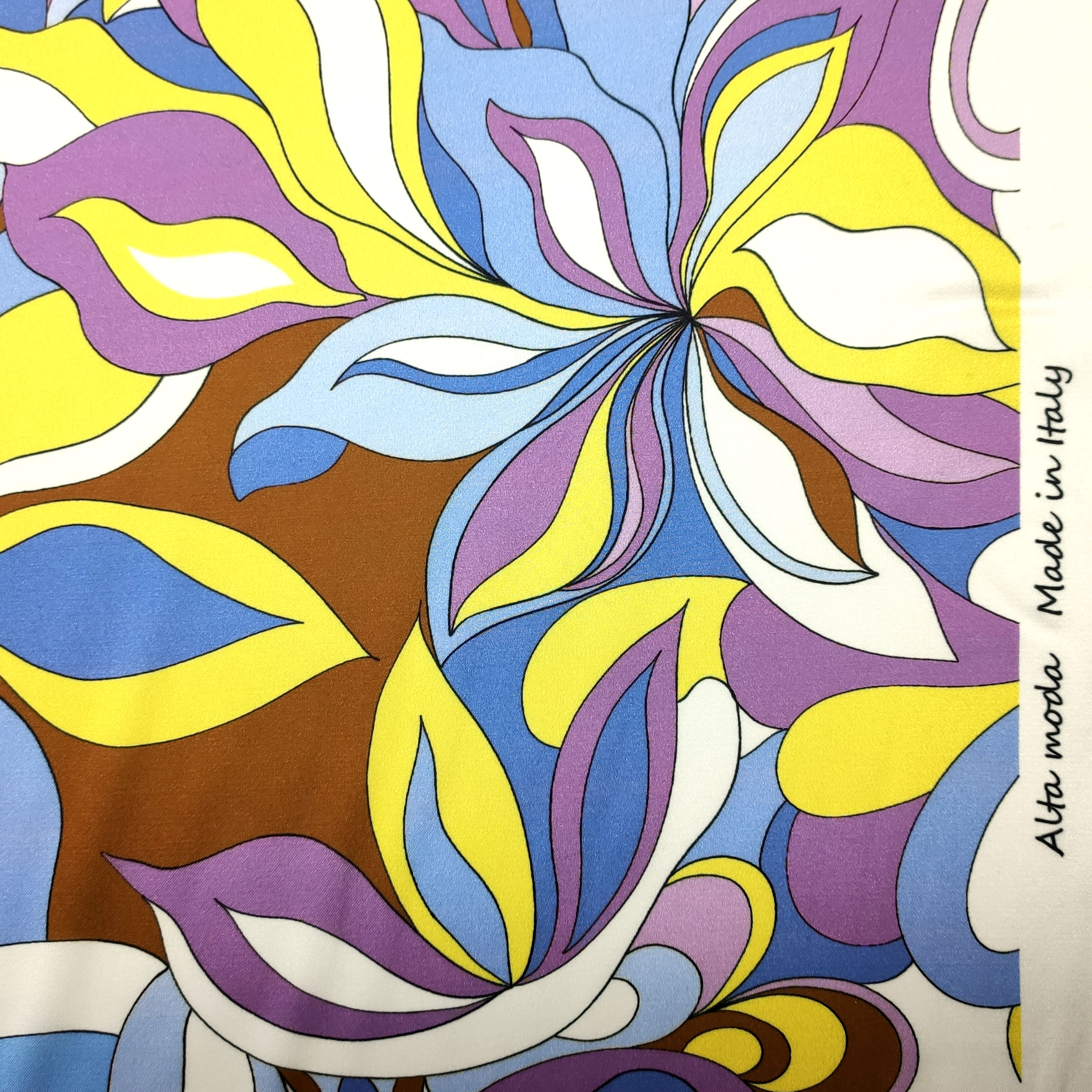 Elasticated Satin Satin Fashion Abstract Flowers Lilac and Yellow