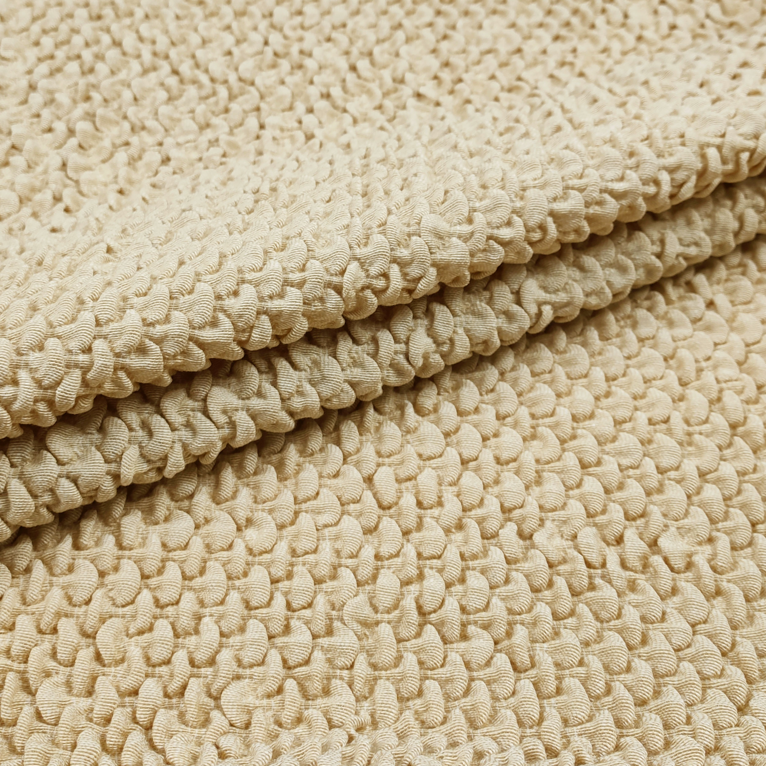 Bi-elastic Embossed Sofa Cover Large Beige 3 Squares