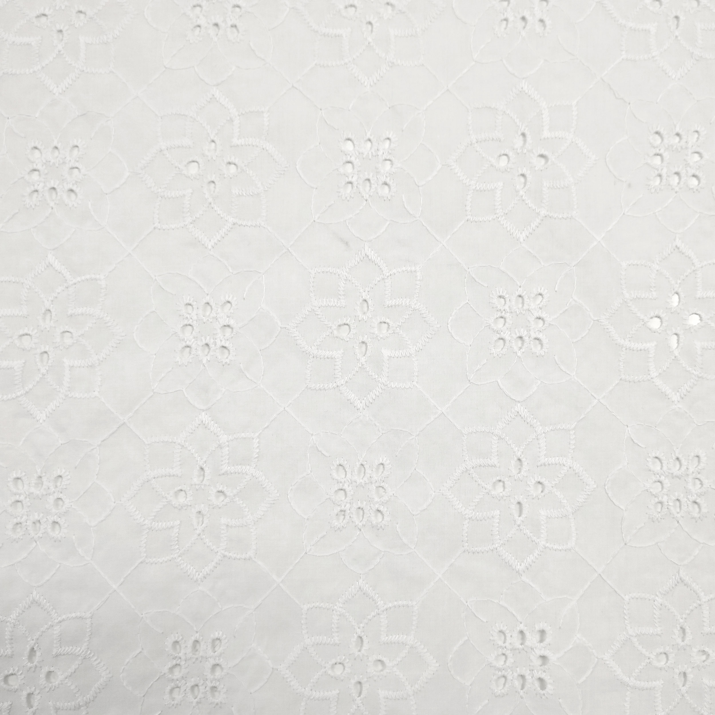 White Cotton Sangallo Geometric Flowers