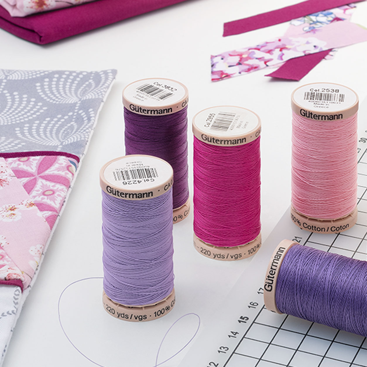 Gutermann Hilo de Acolchar a Mano 6 Bobinas Tonos de Rosa
