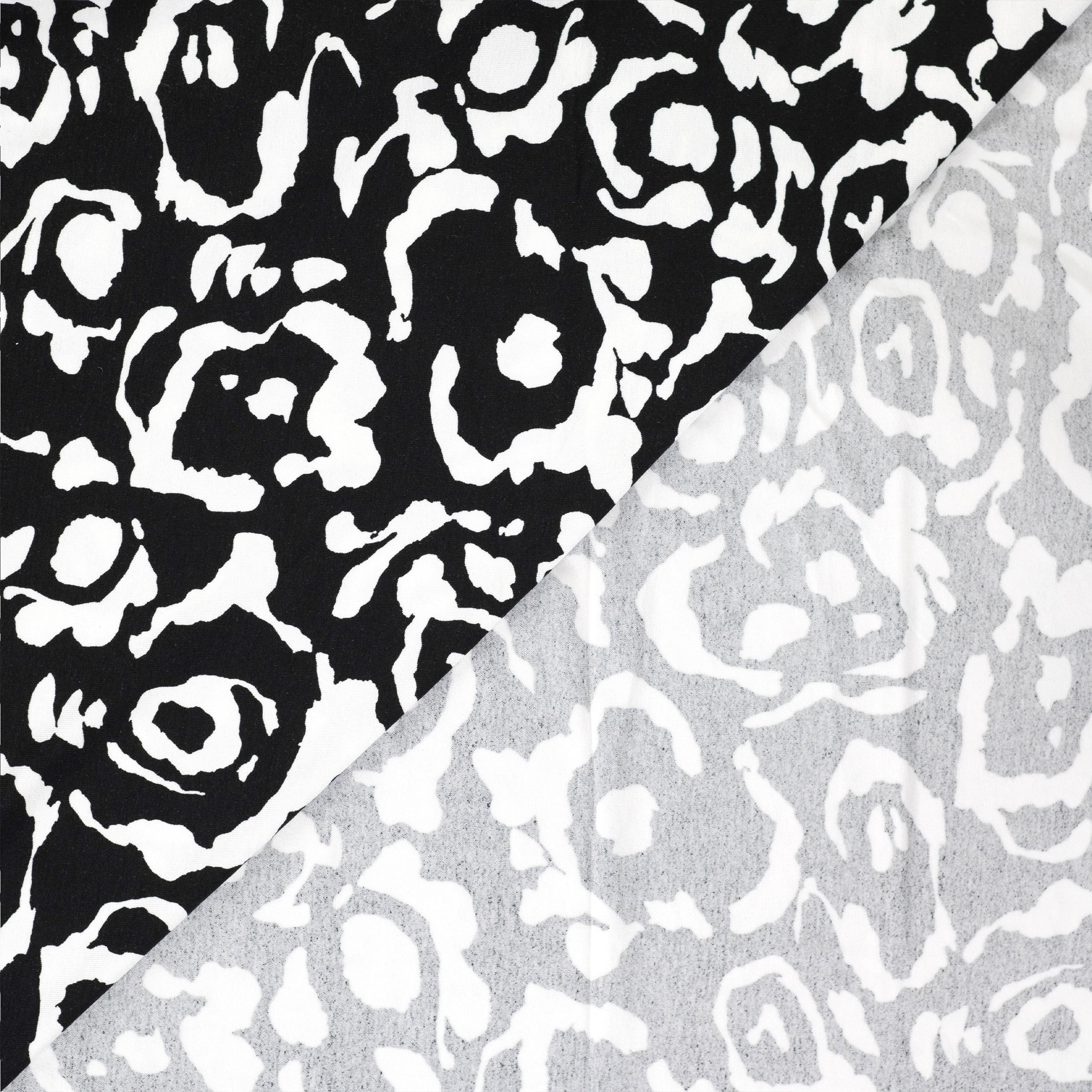 Black and White Abstract Floral Fantasy Viscose Jersey Image