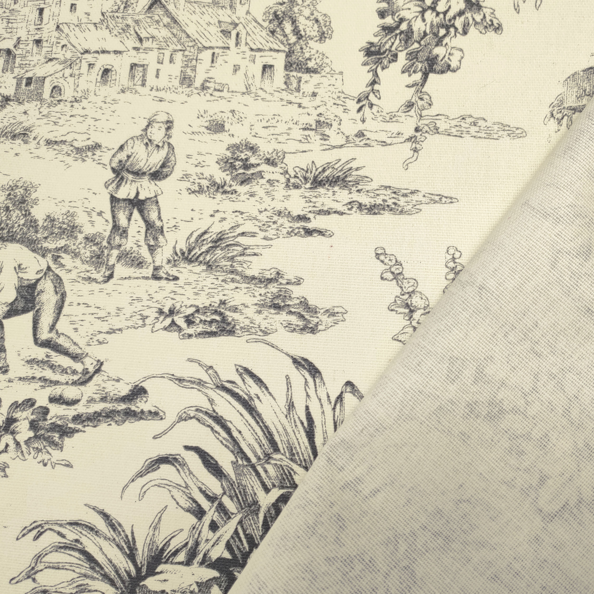 Nappe en résine Toile de Jouy Fond noir crème