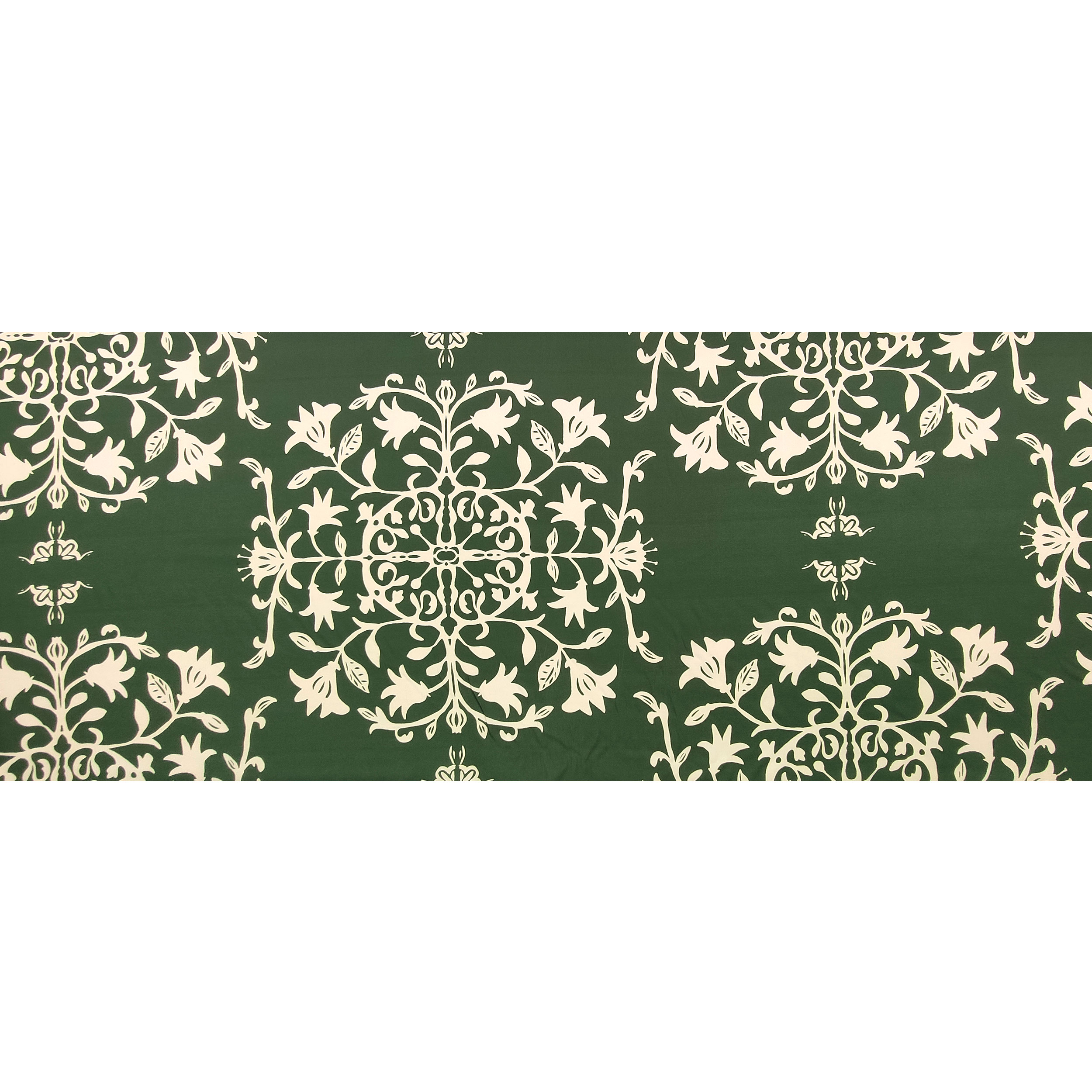 Fantaisie florale verte Satin de coton crème