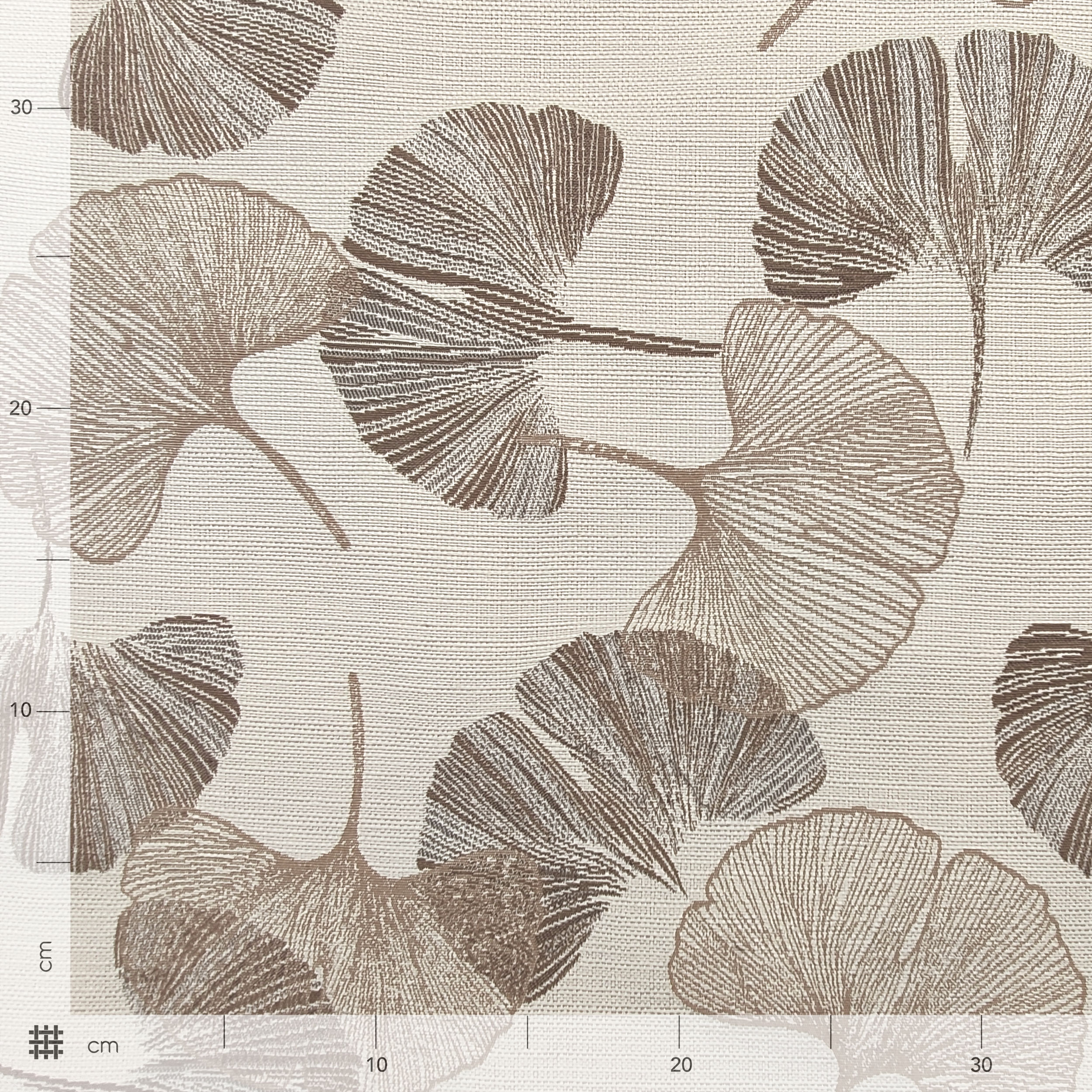 Baumwollmischgewebe Ginkgoblätter Braun