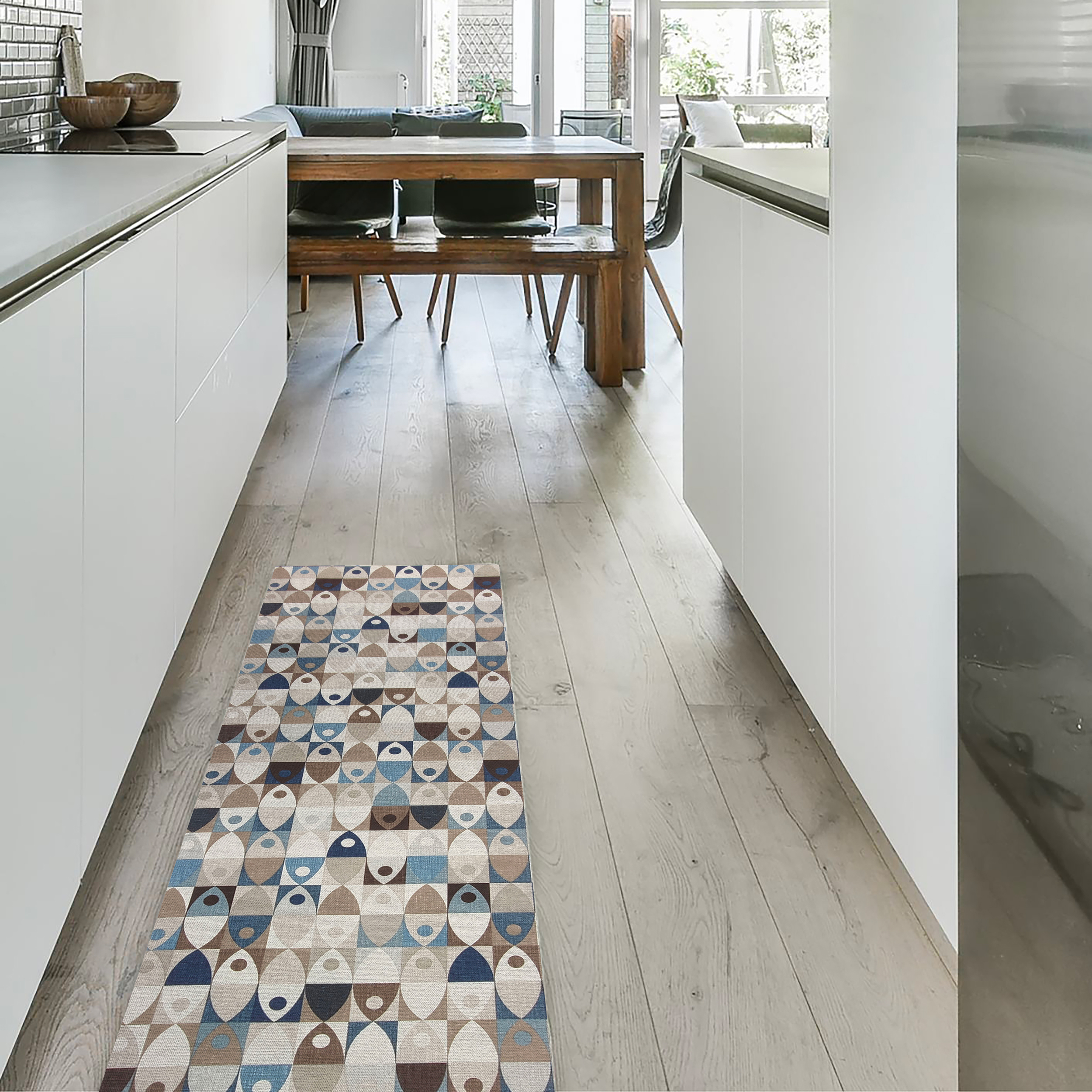 Passatoia da Cucina Pesciolini Toni Blu e Beige
