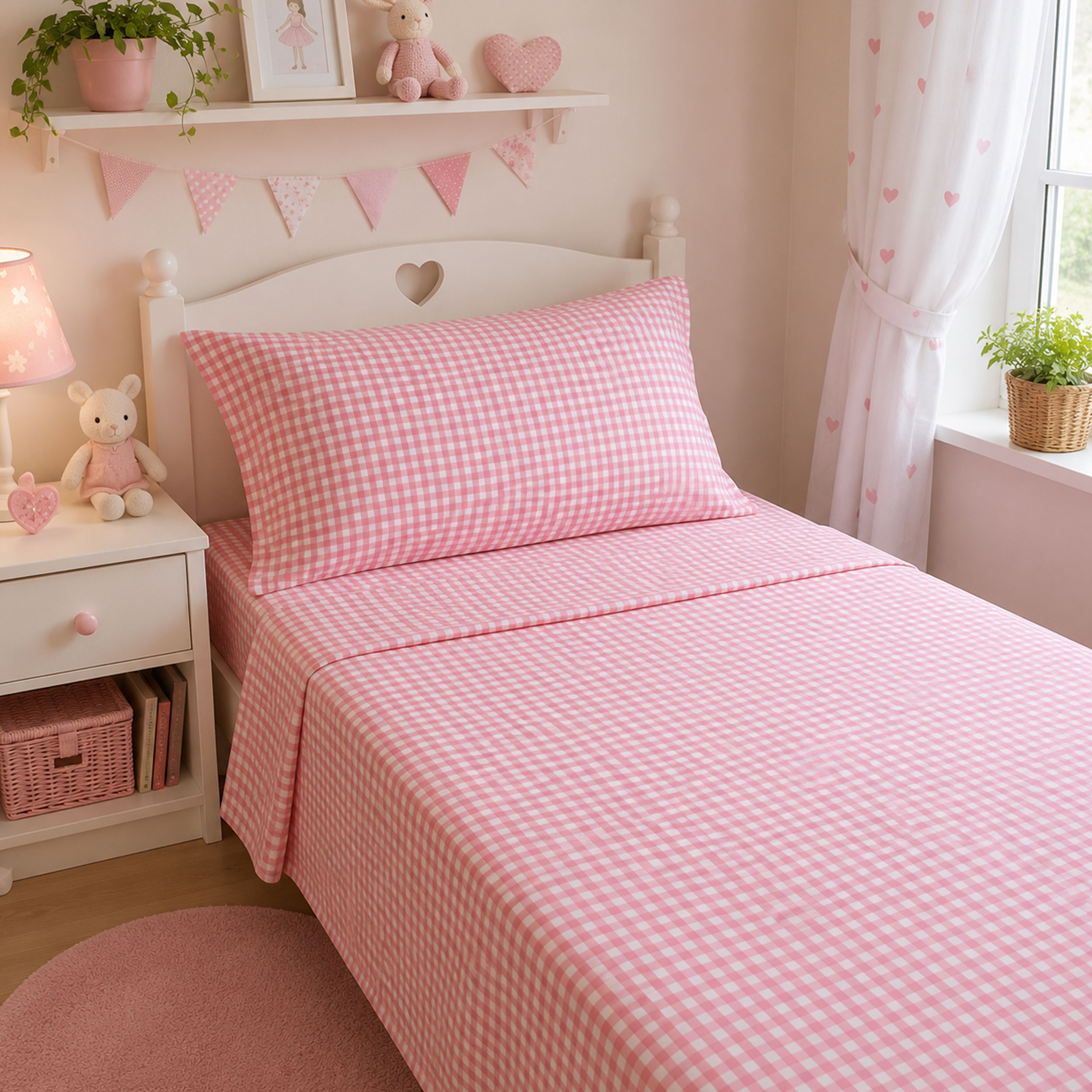 Dressmaking Gingham Cotton - Baby Pink Image