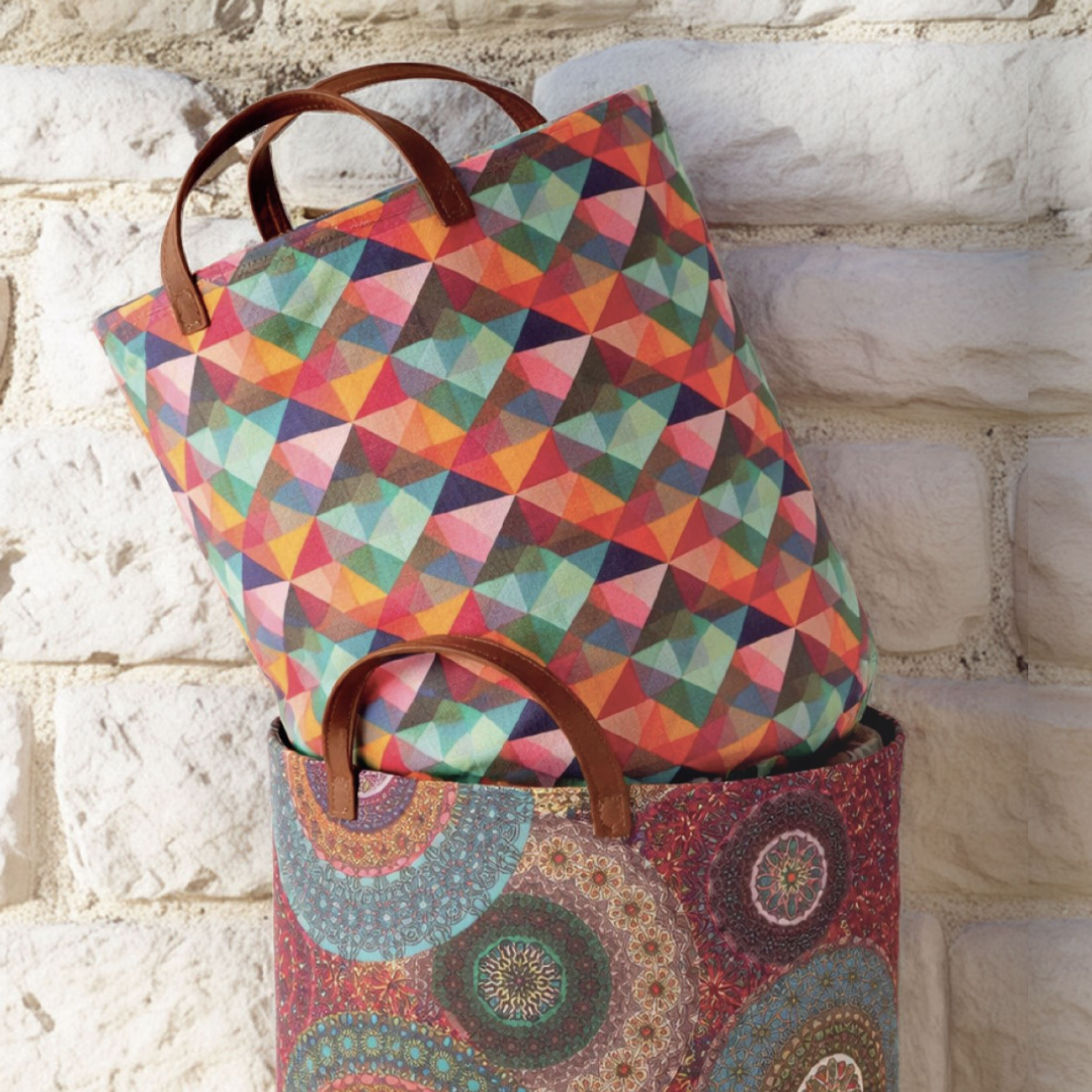Panama Pure Cotton Geometry Multicolour Image