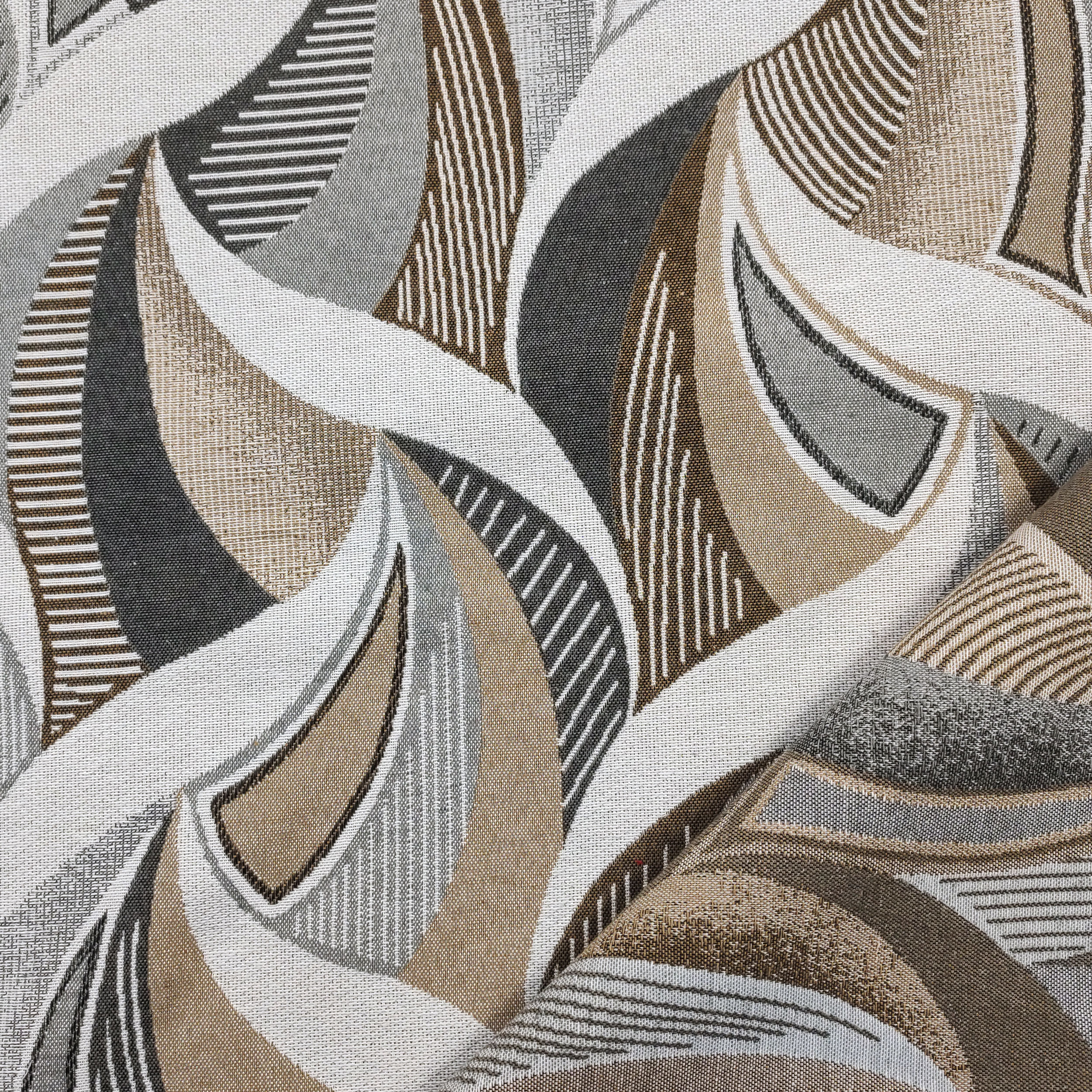 Jacquard geométrico beige y gris