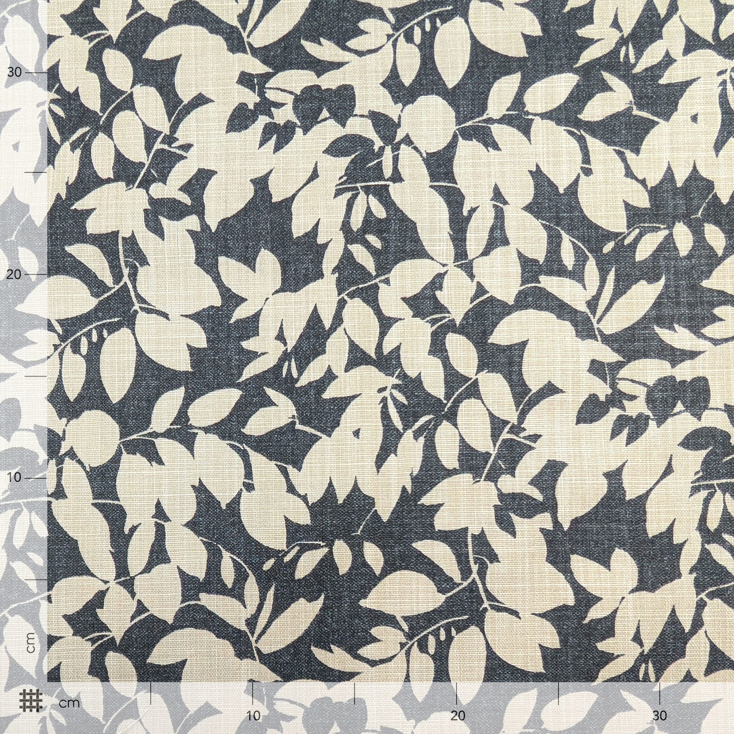 Cotton Linen Decor Leaves Background Anthracite Image