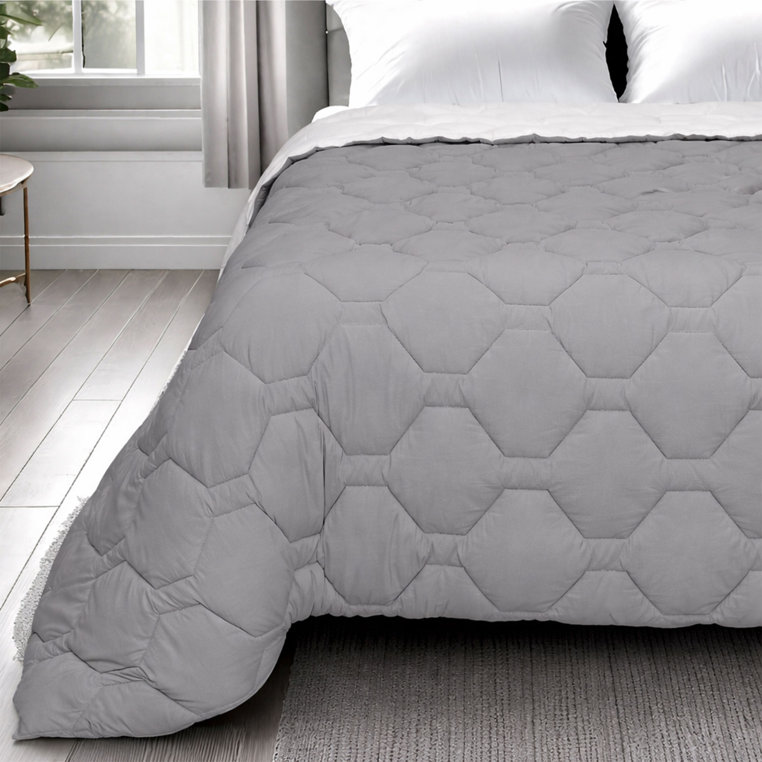 Grey Two-Tone Heavy Quilted Square and Half Square Image