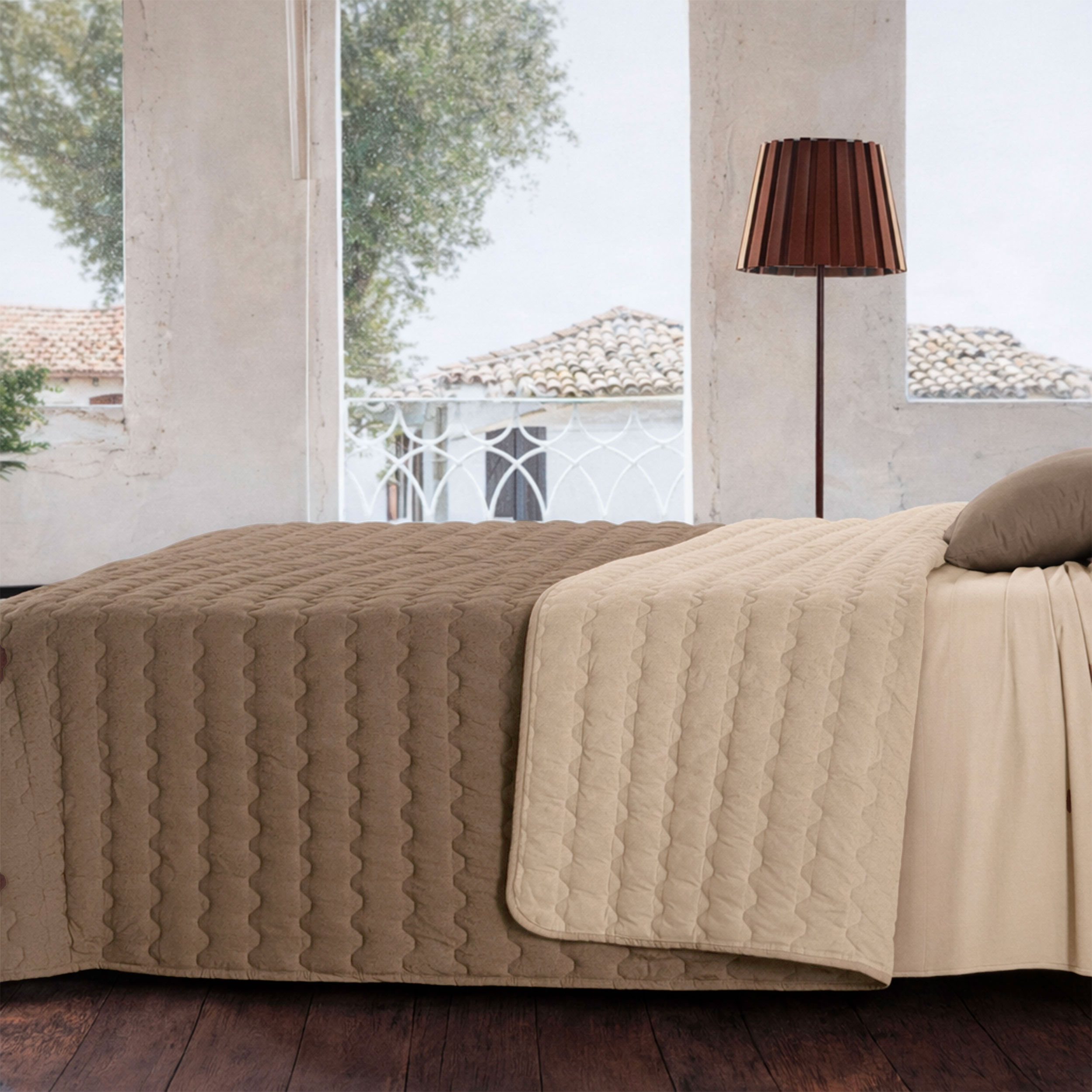 Lightweight Two-Tone Dove Grey Quilted Single Image