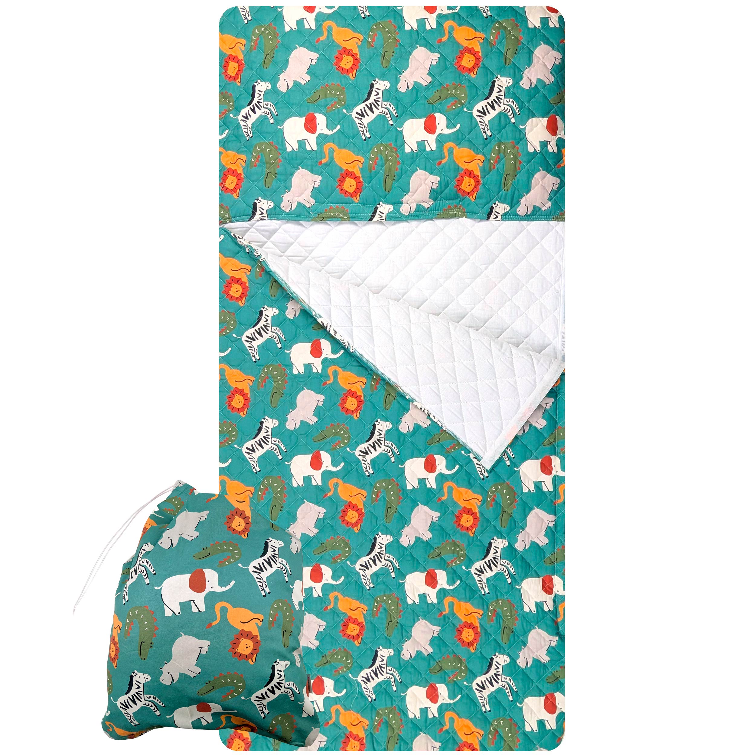 Sleeping Bag Savannah Animals Green Background Image