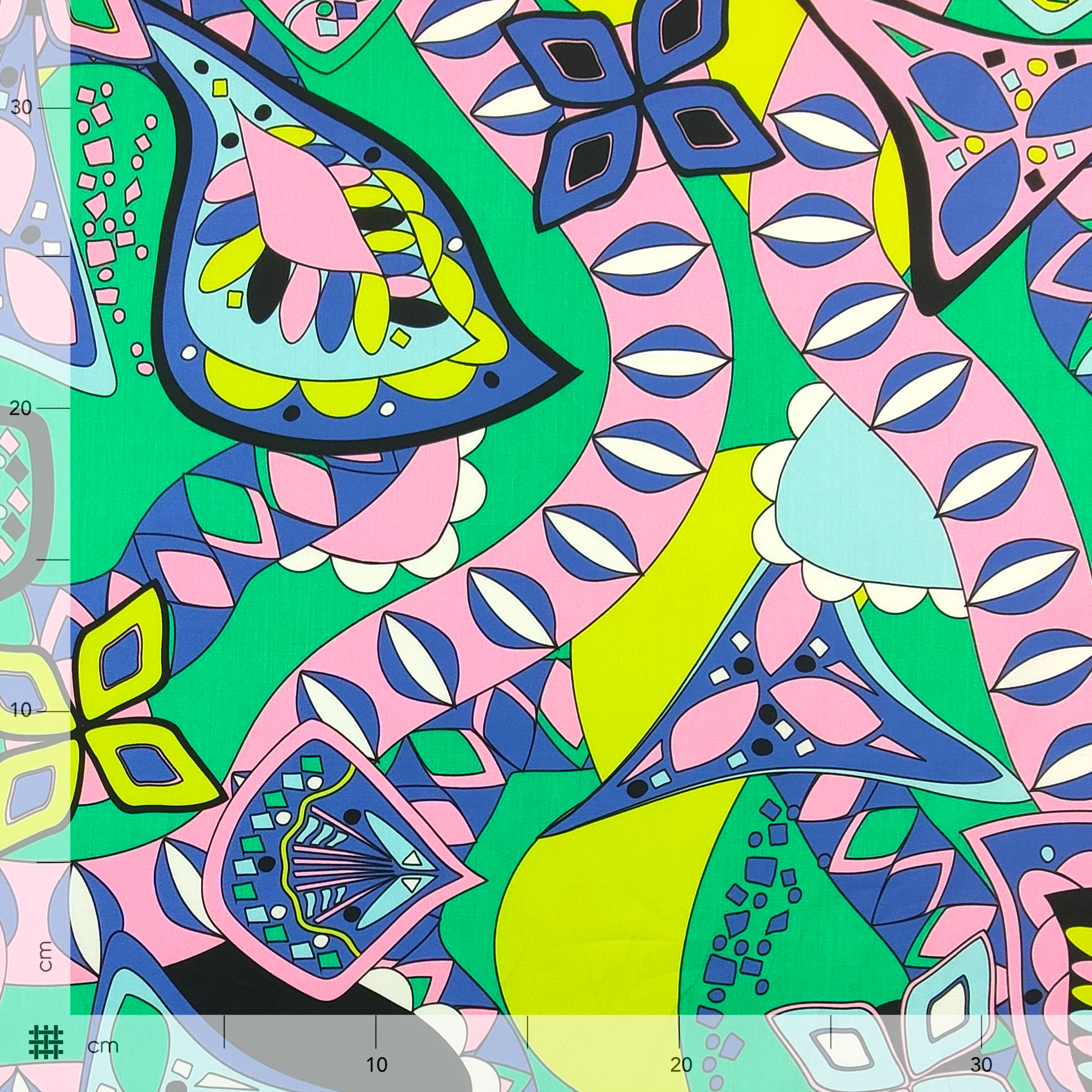 Abstract Patterned Cotton Satin Green Bluette Image