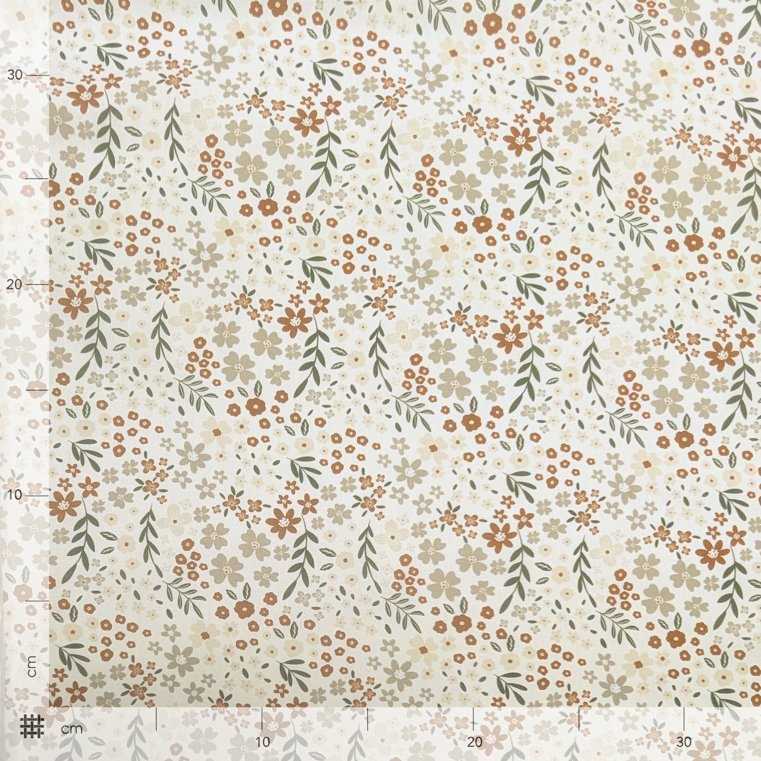 Beige and Cream Flowered Cotton Poplin Image