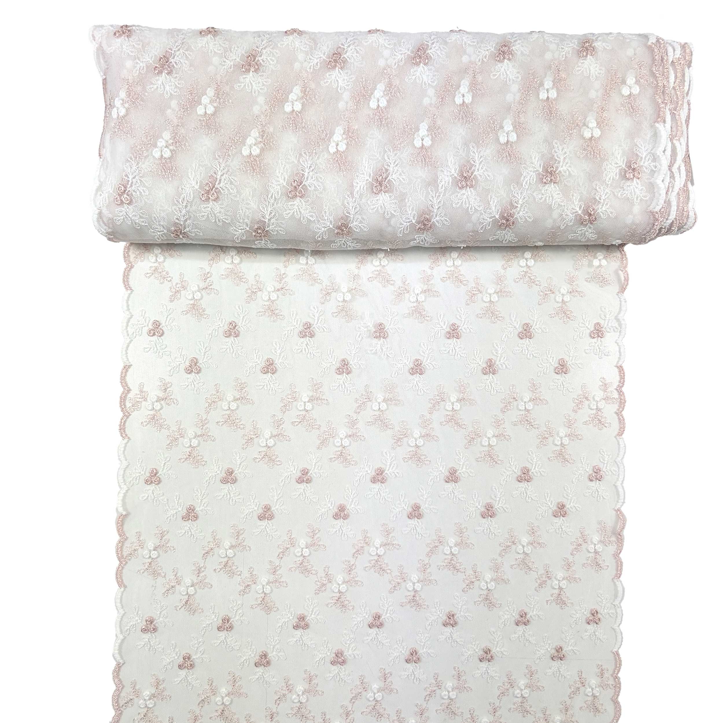 Fabric Curtain Lace Floral Pink Image