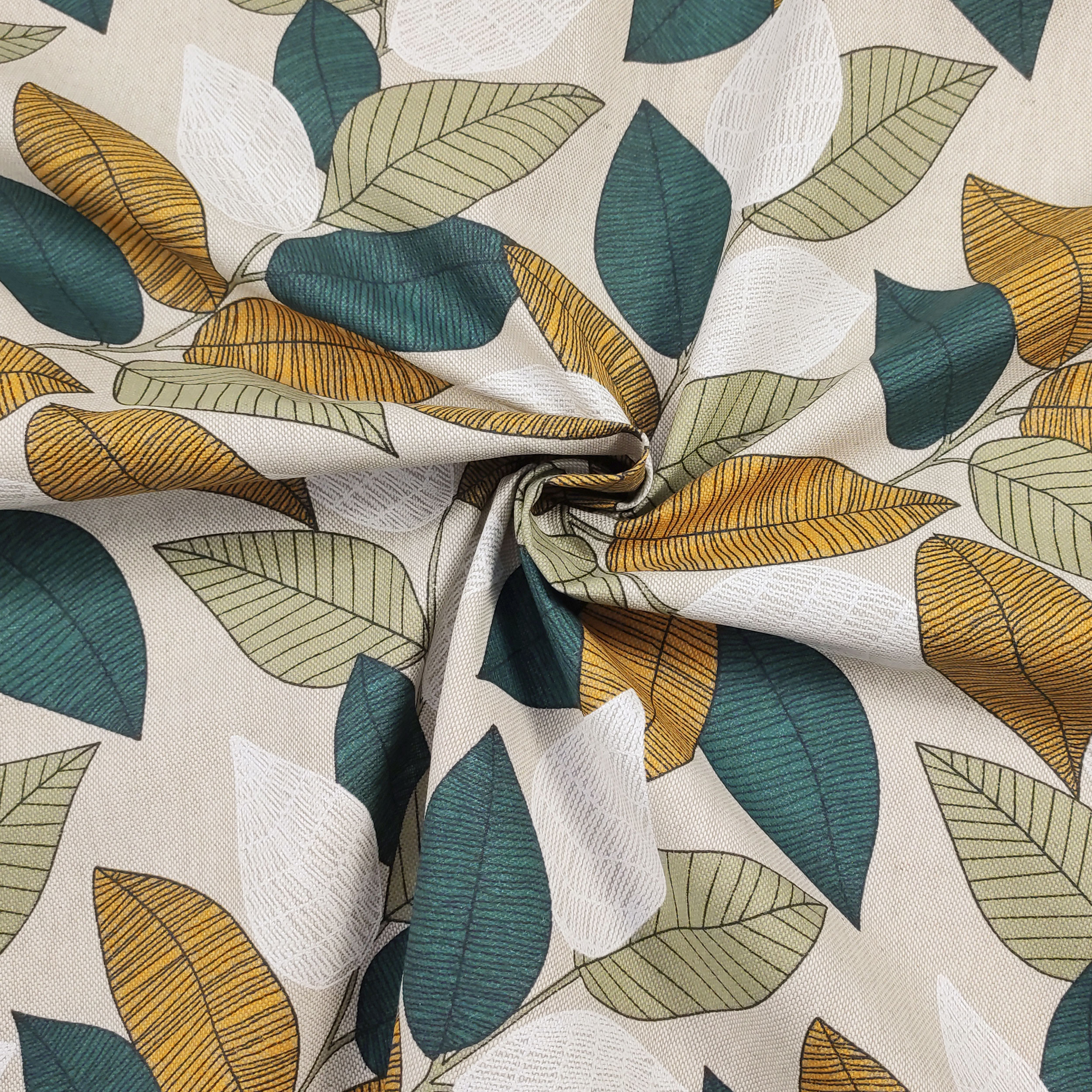 Resin Tablecloth Fabric Foliage Ochre Petroleum