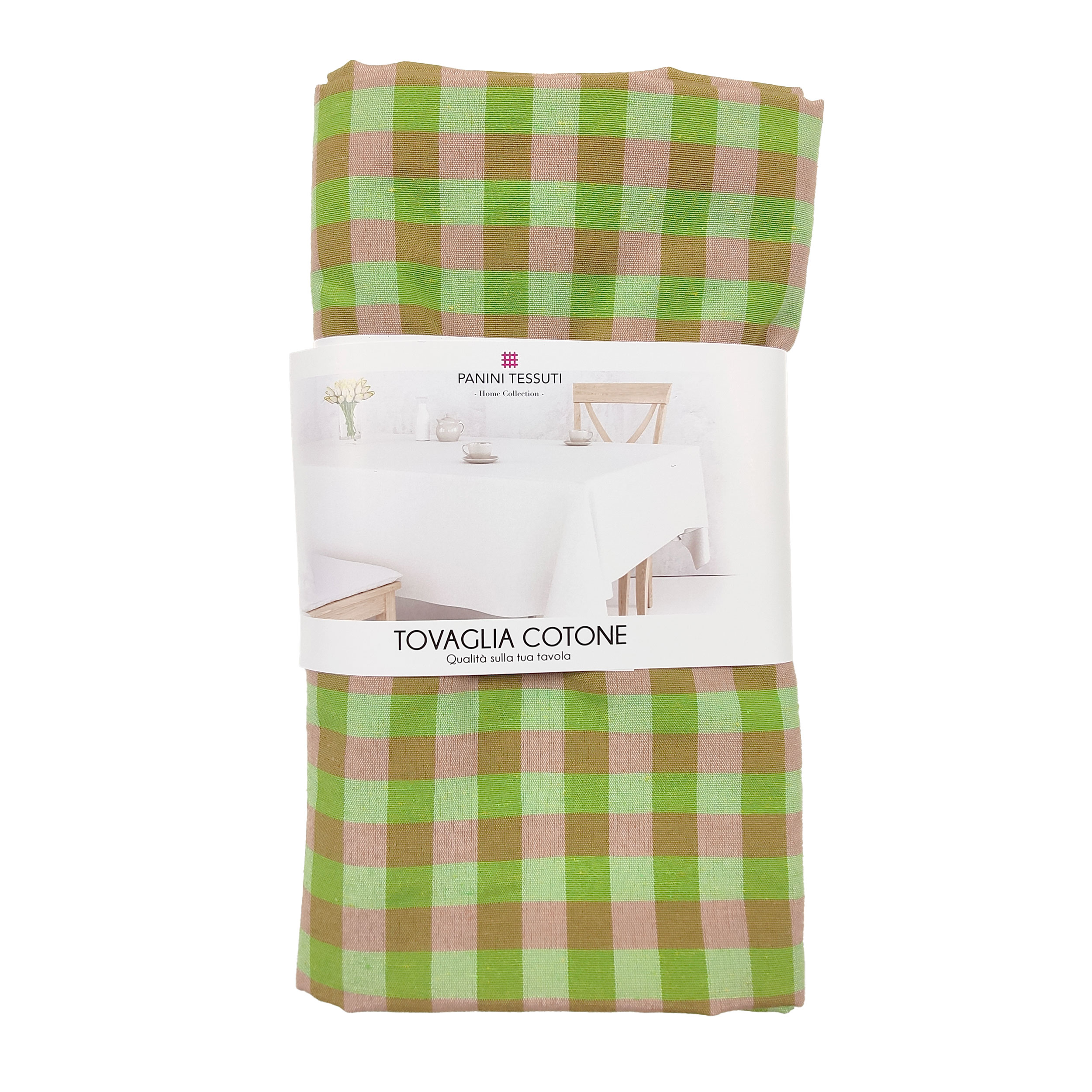 Tablecloth Green Checked Camel 140x240 cm Image