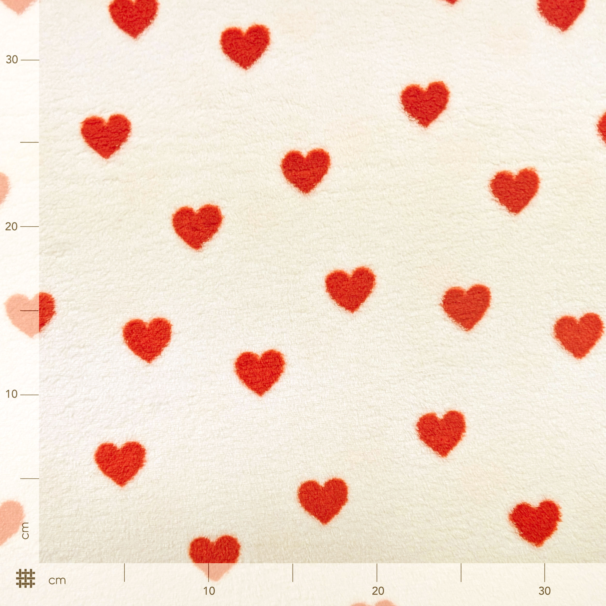 Cashmere Fleece Red Hearts White Background Image