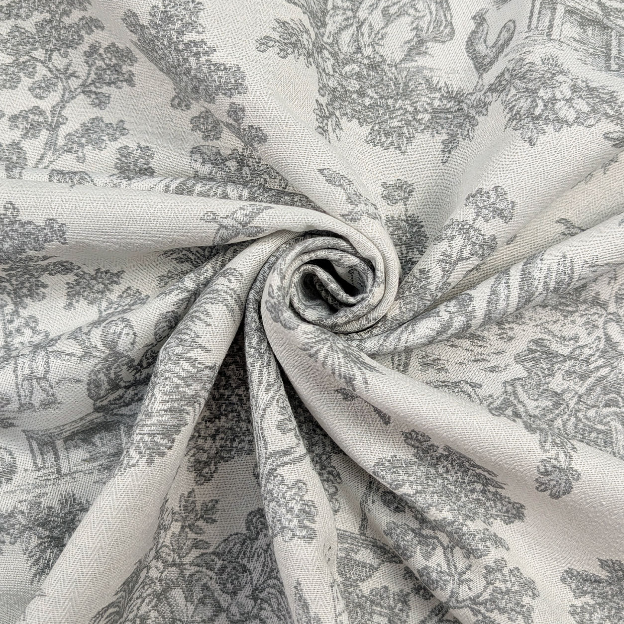 Jacquard Toile de Jouy Gris H 280 cm Image