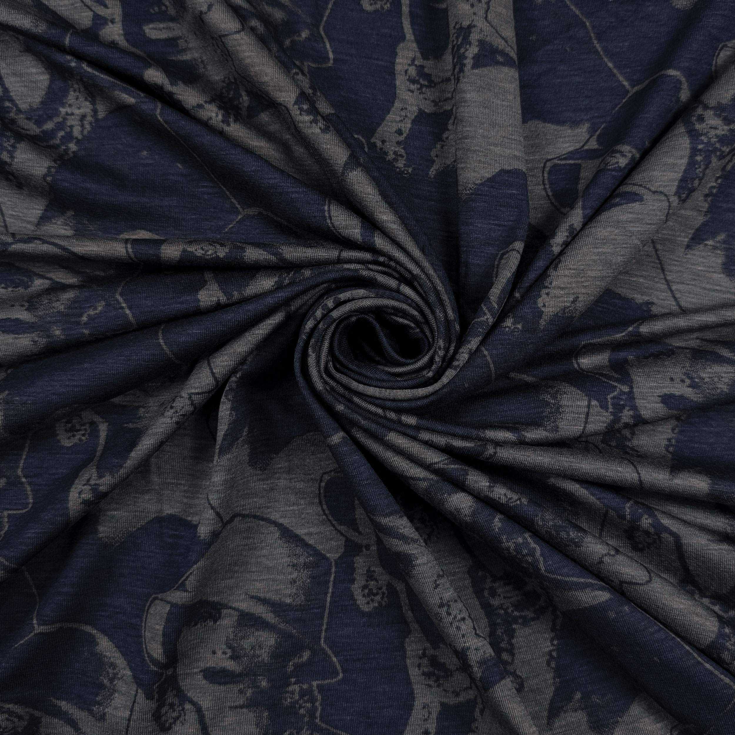 Grey Melange and Blue Fashion Cotton Jersey Image