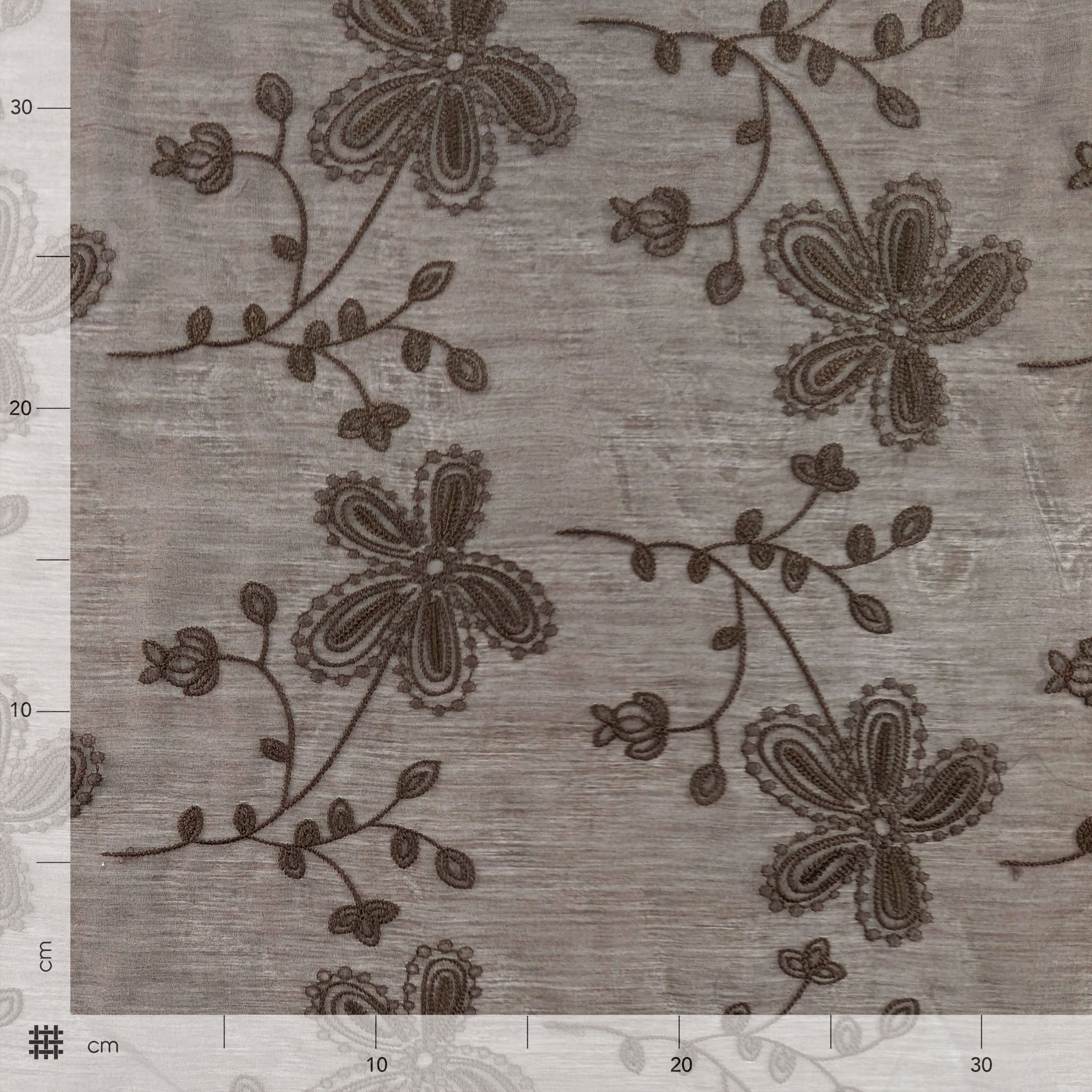 Embroidered Muslin Brown Flowers Image