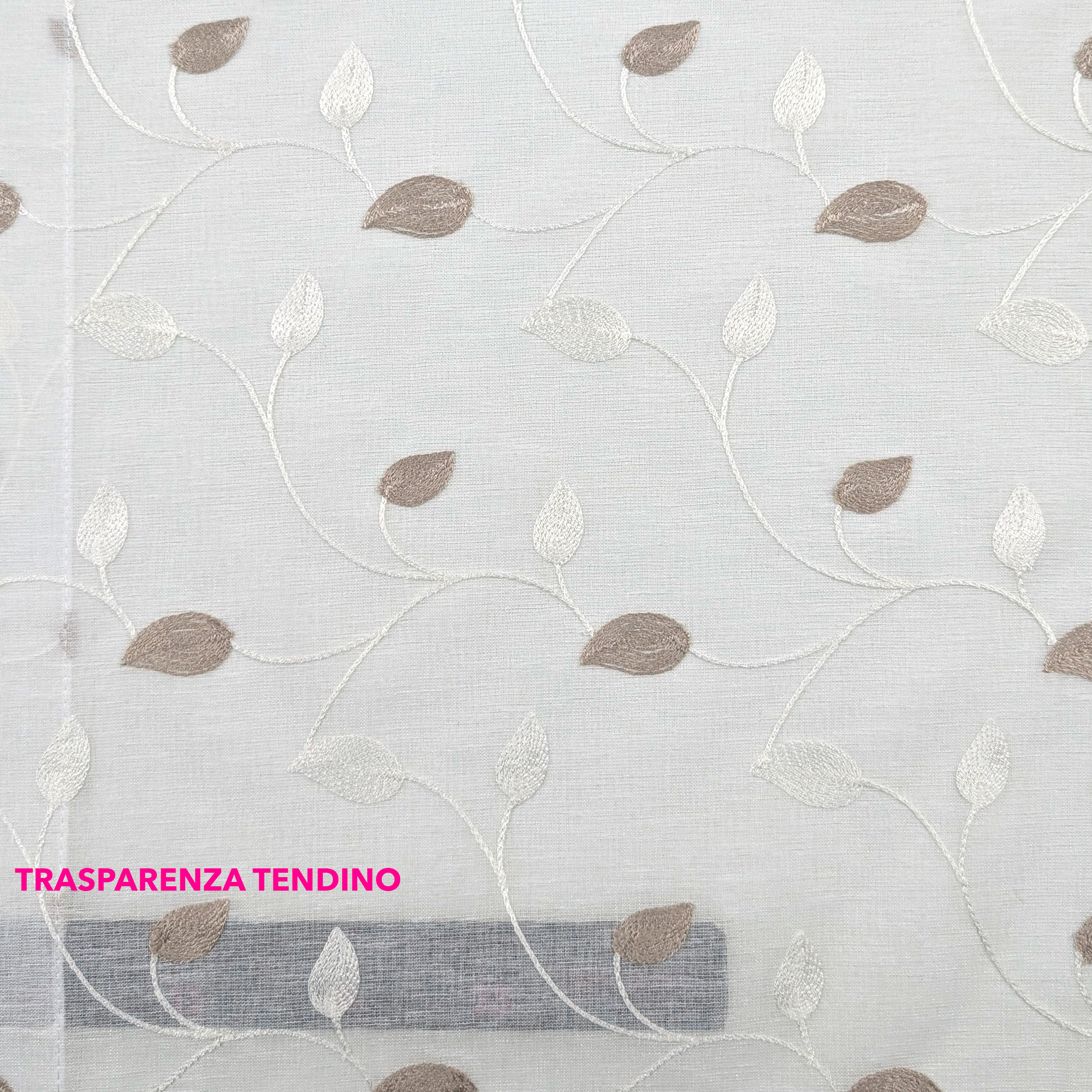 Curtain Fabric Embroidered Leaves - Turtledove Image