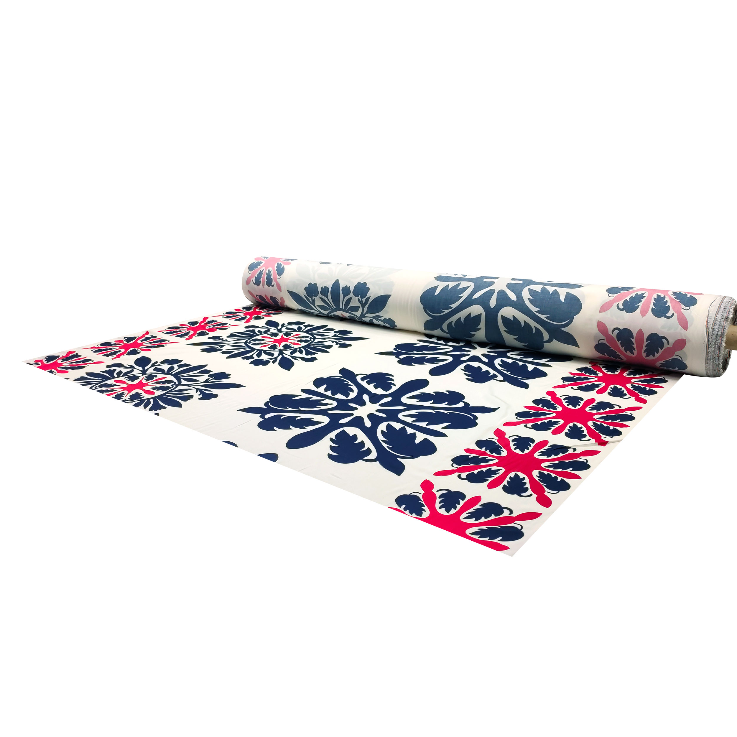 Tissu de coton Arabesc Fantaisie bleue et rouge