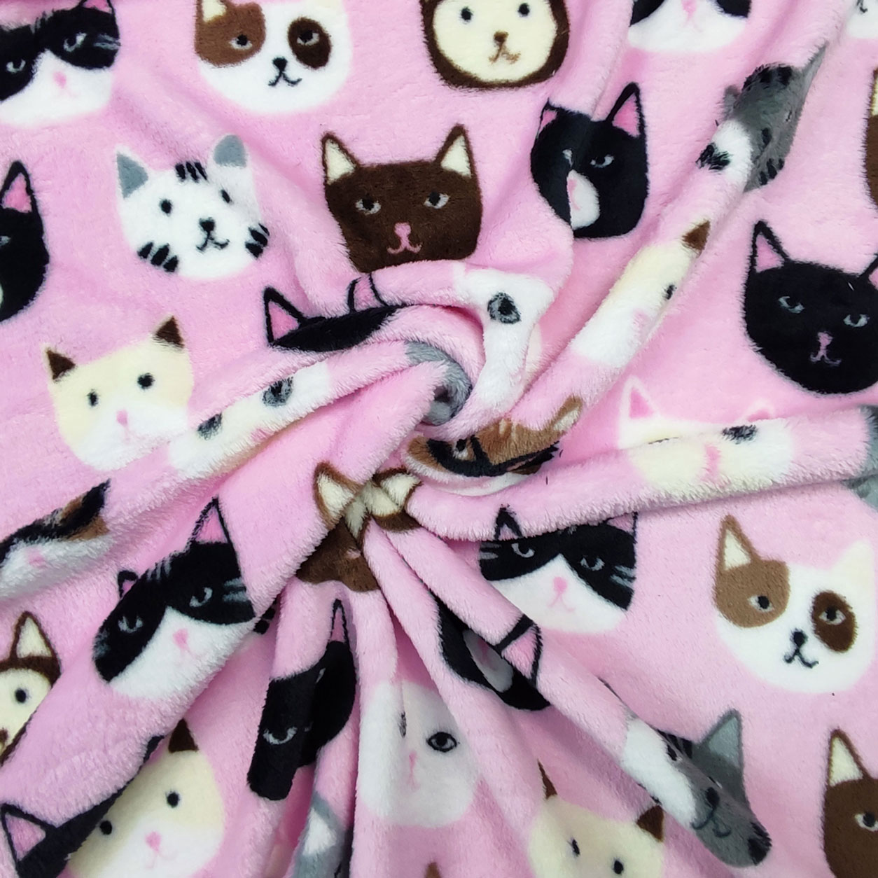 Vellón Cachemira Gatos Fondo Rosa
