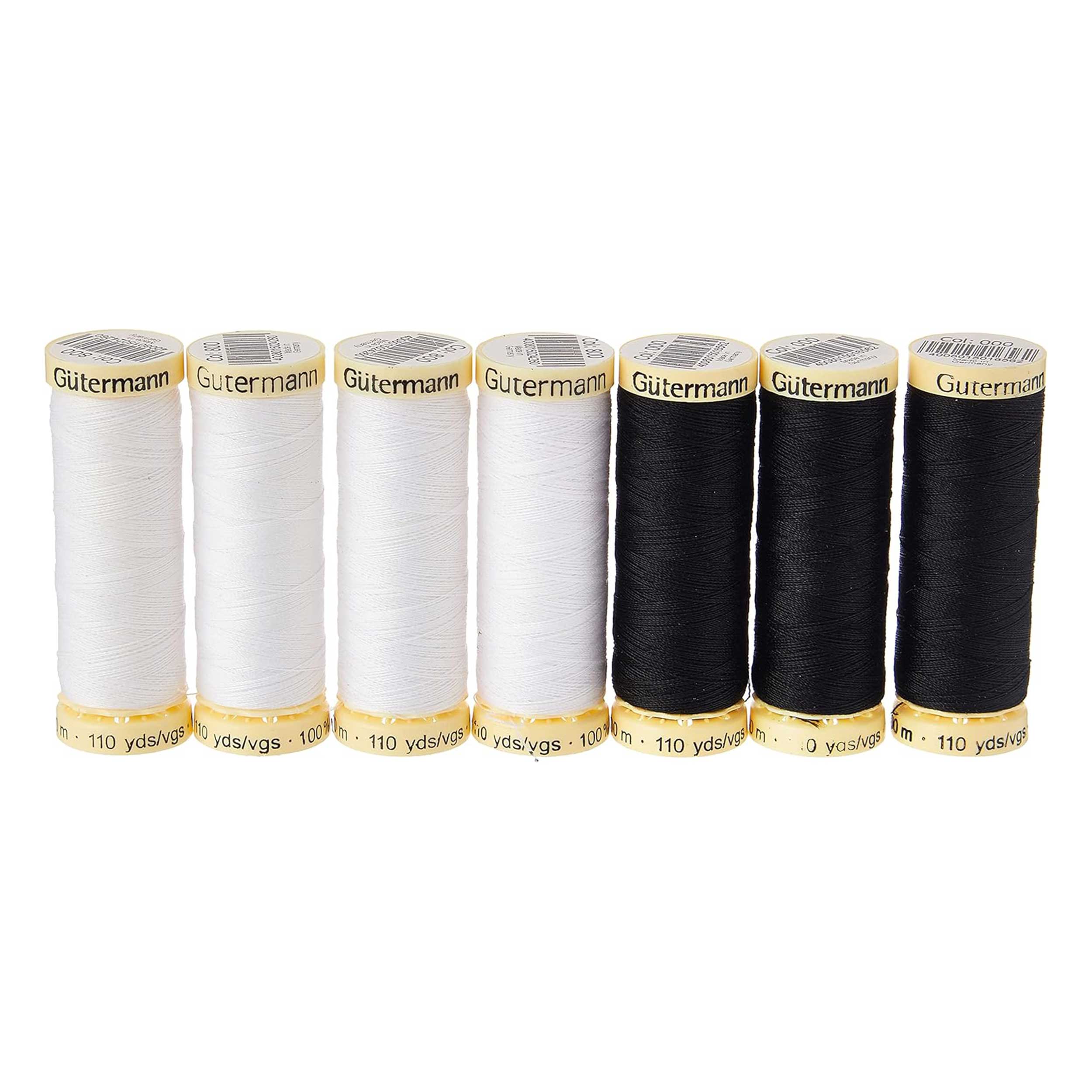 Gutermann Seamstress 7 Spools 100 m Black and White Image