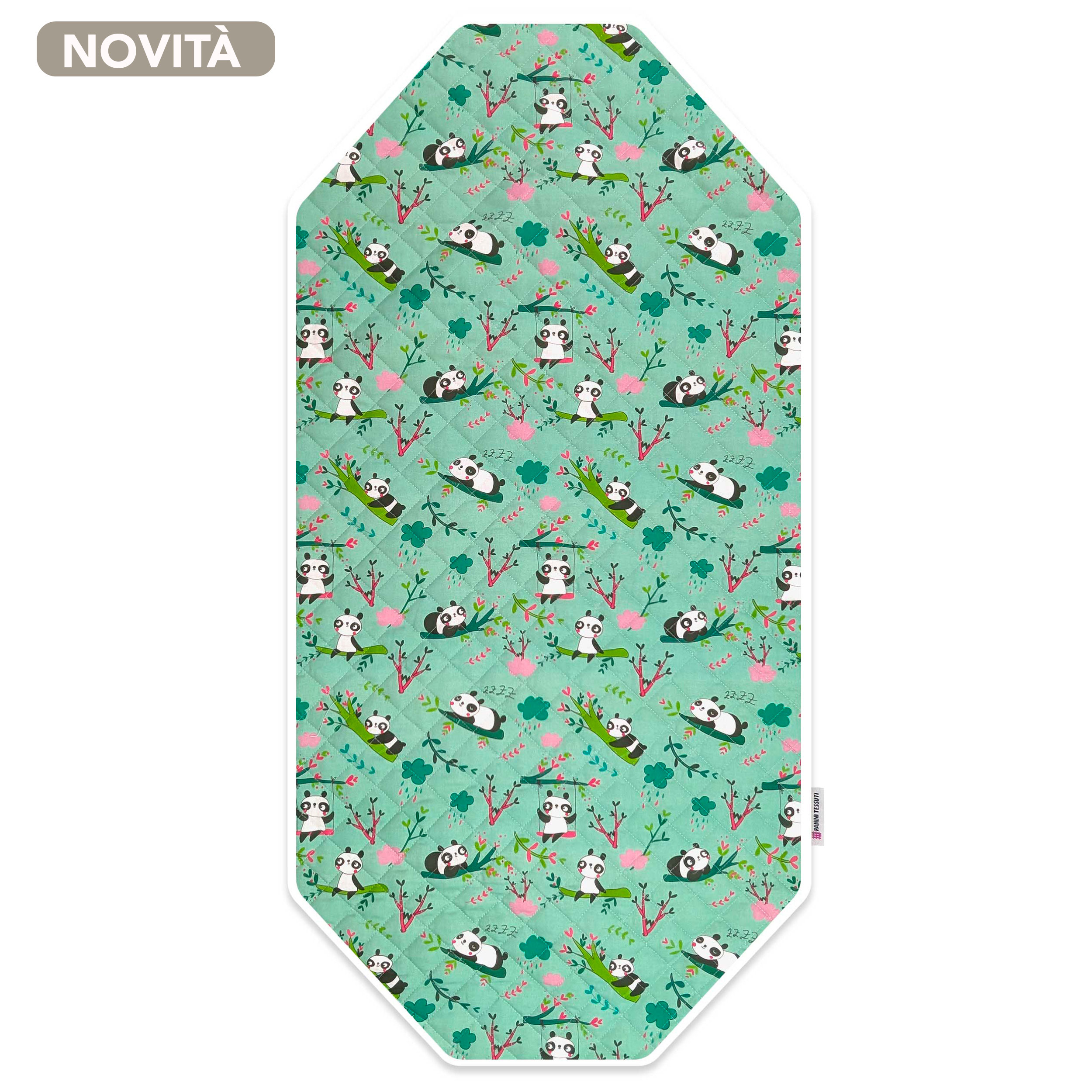 Cot Cover Panda Mint Green Background Image