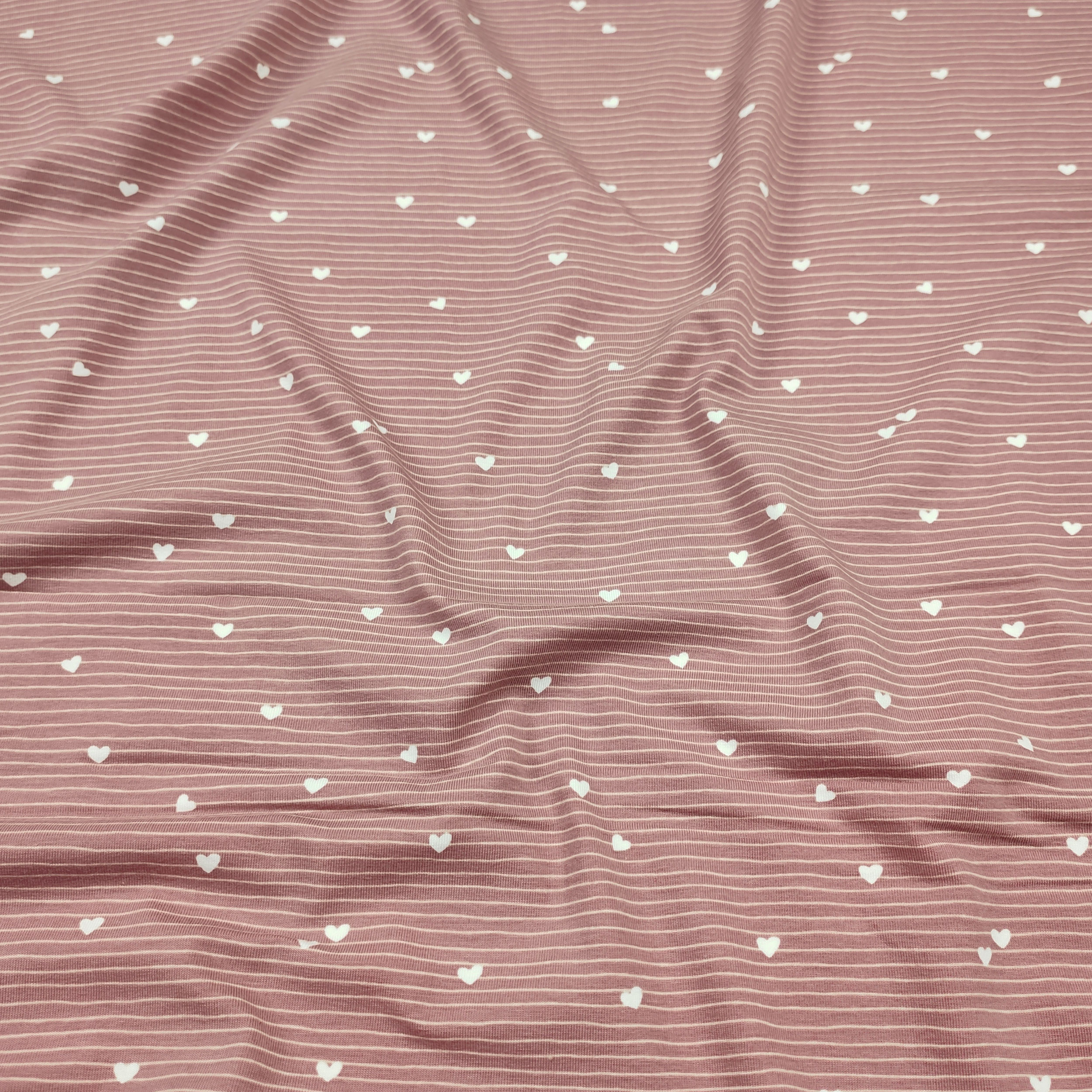 Mini Hearts Printed Cotton Jersey