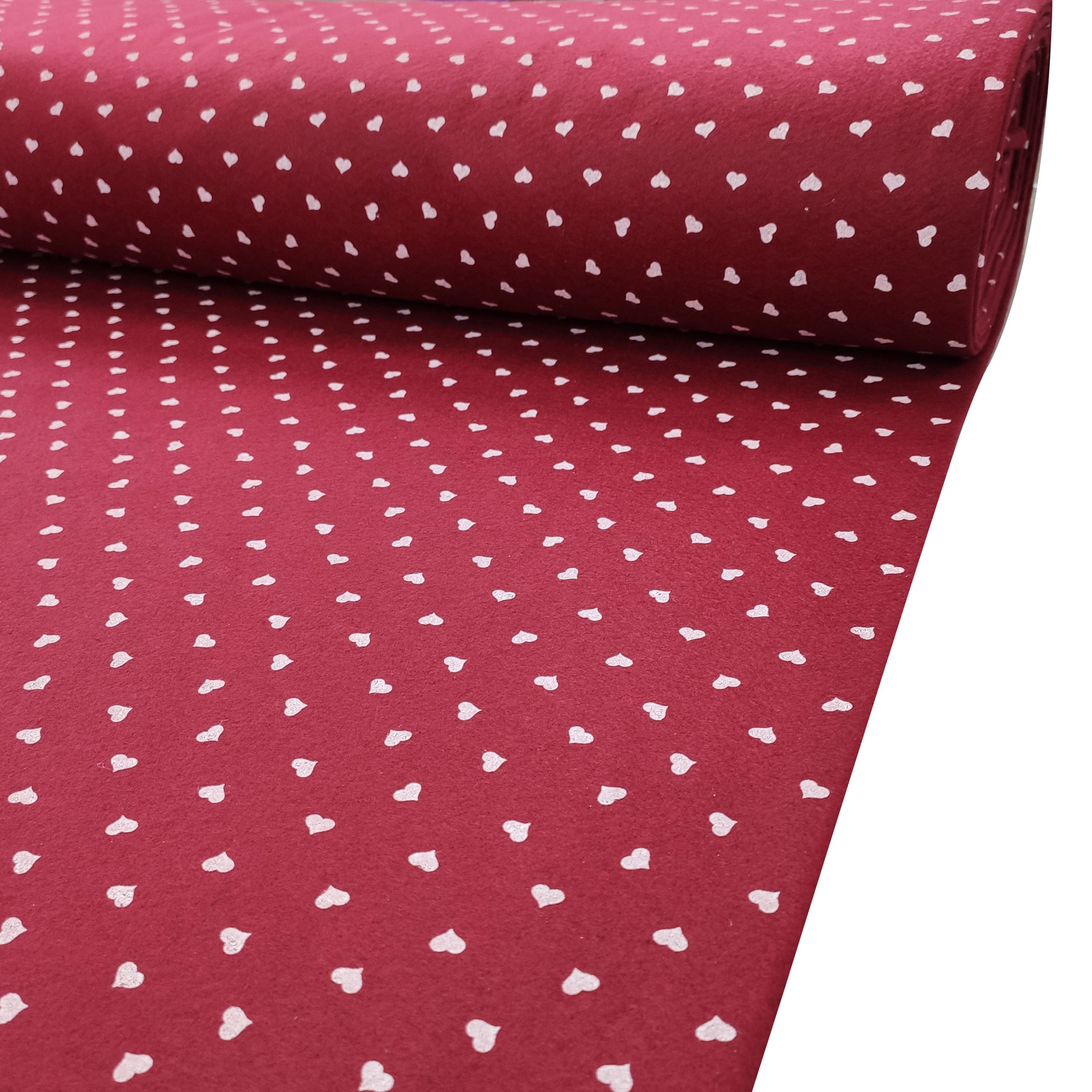 Soft Thin Felt - White Hearts Image