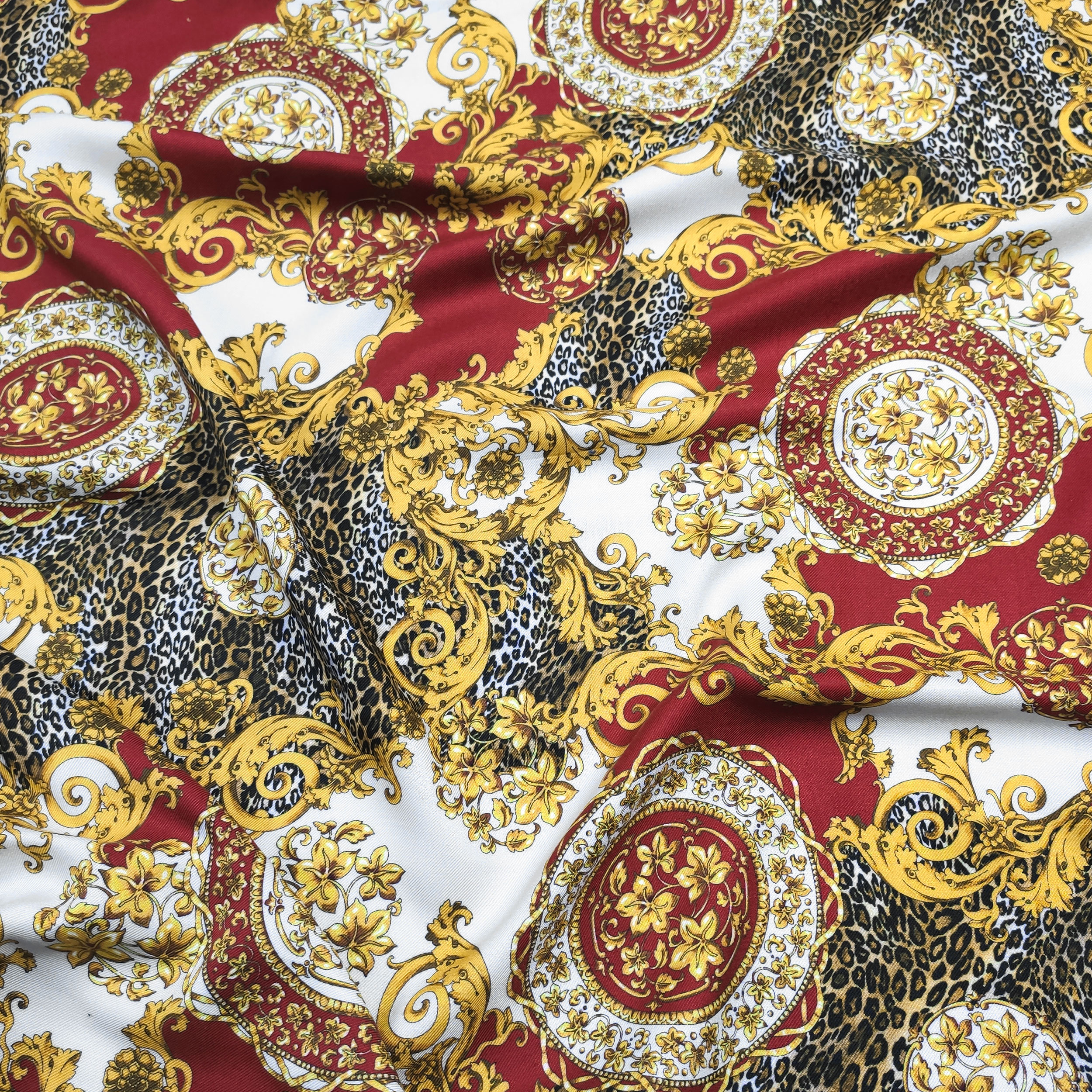 Mezcla de seda de moda manchada Ramage Rojo oscuro