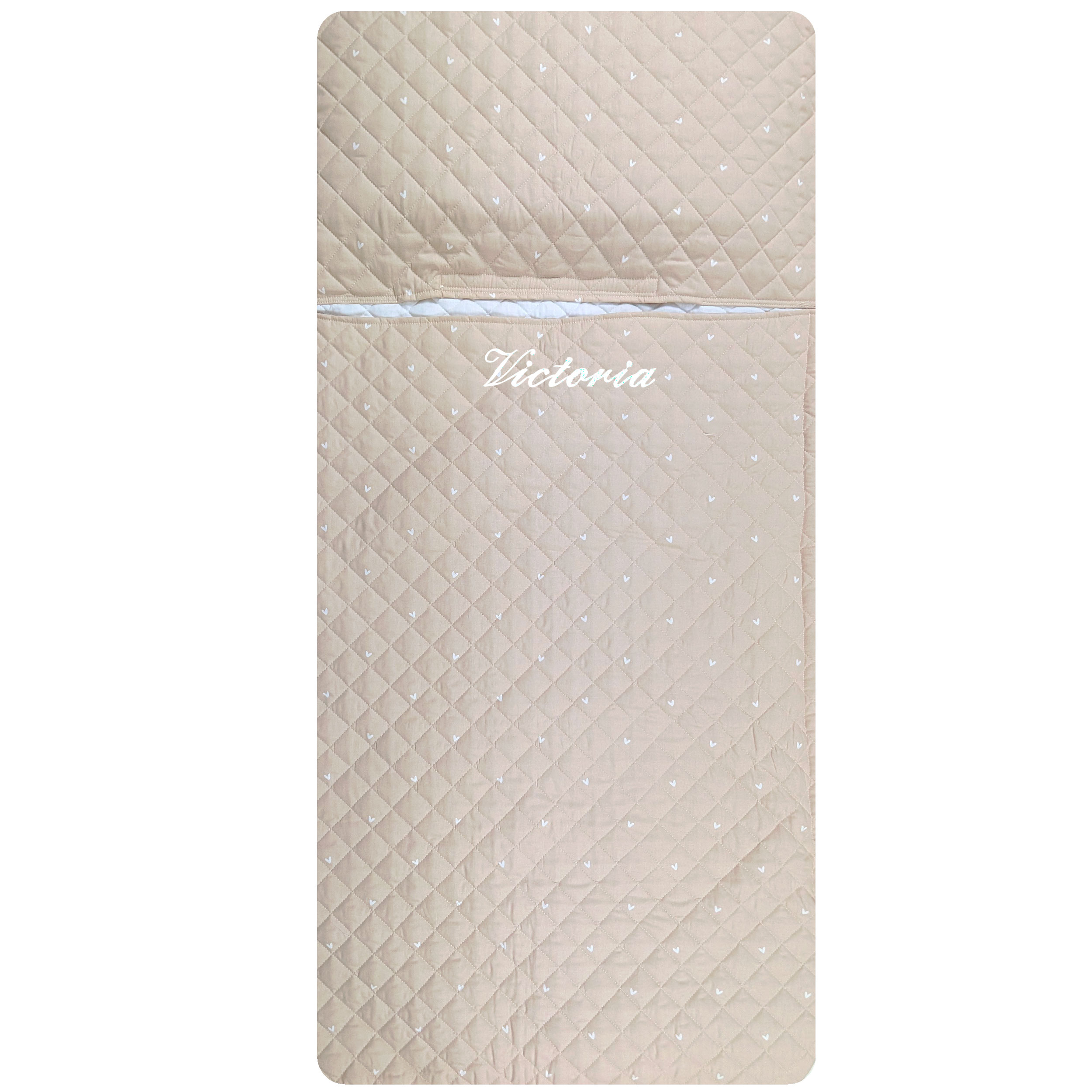 Sleeping Bag Hearts Background Beige Image