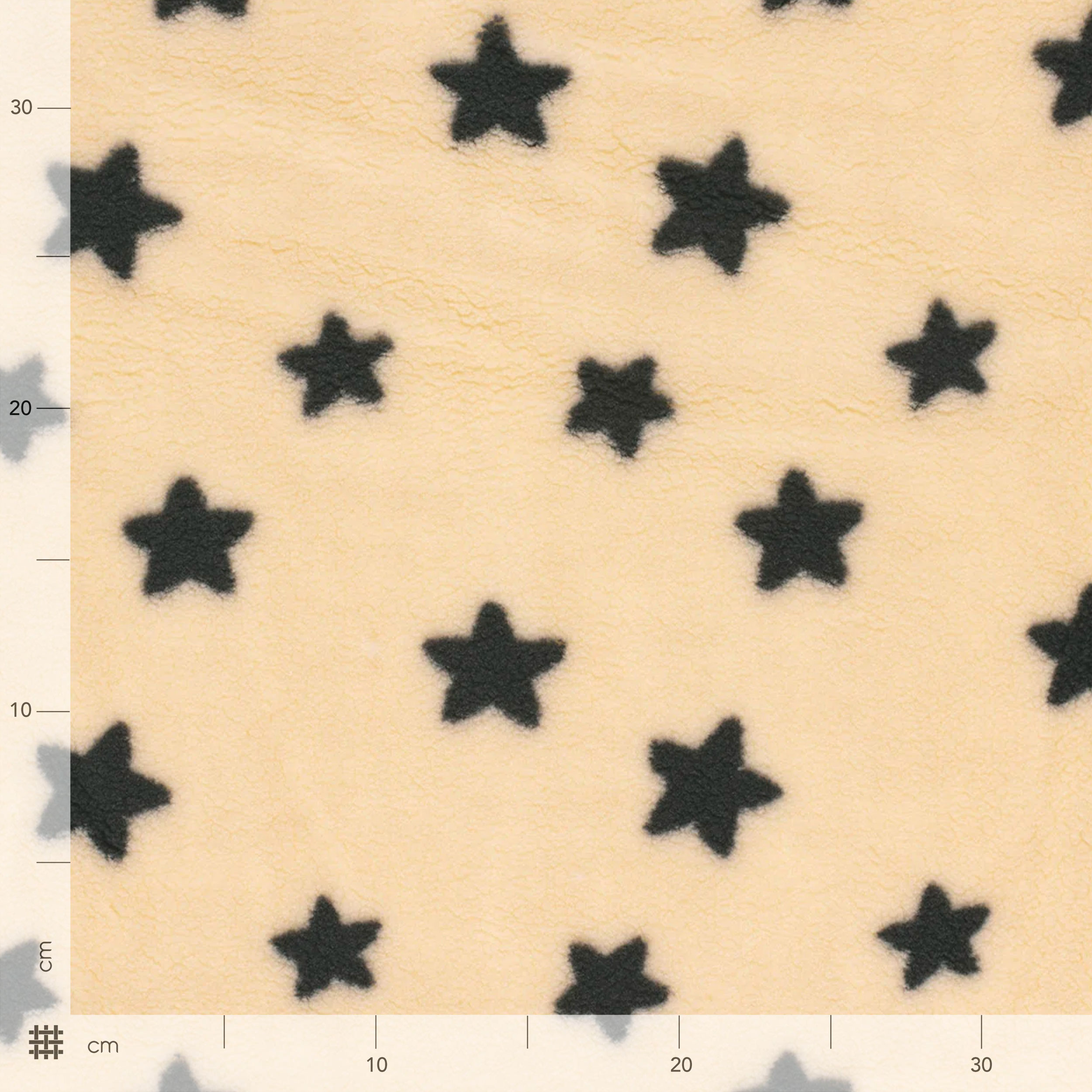Tissu Sherpa Beige Black Stars