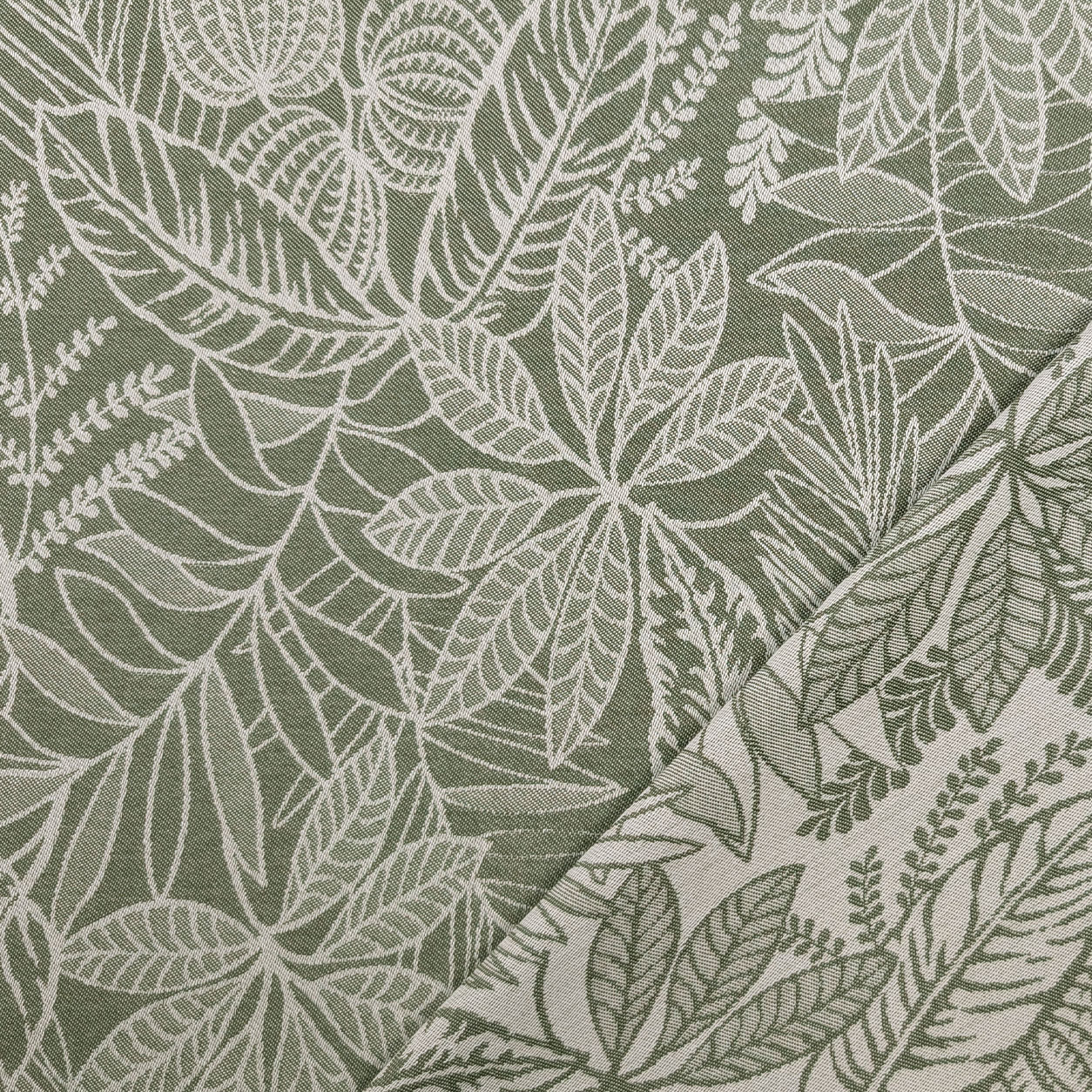 Jacquard Feuilles Fond vert H 280 cm Image