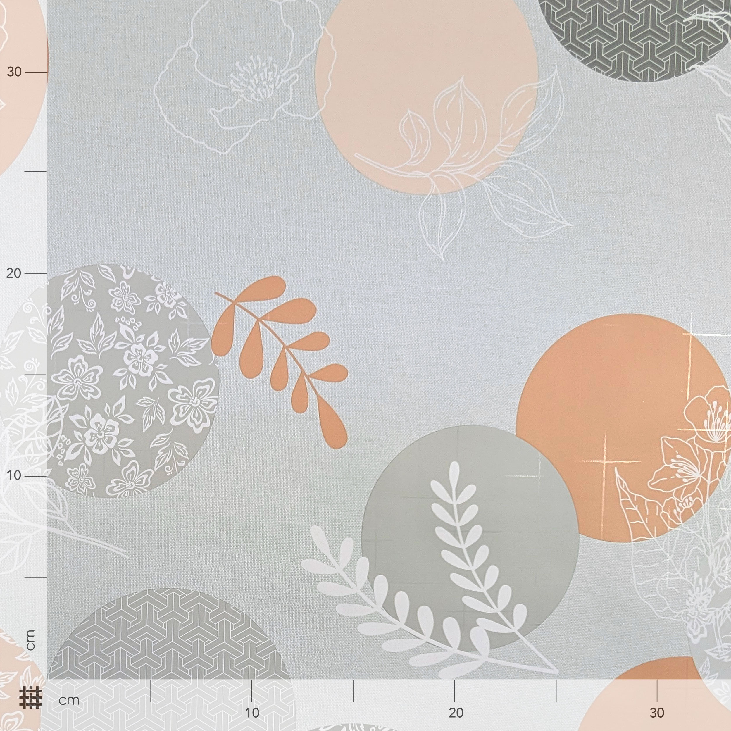 Fabric for Soft Plasticised Tablecloth Floral Circles Image