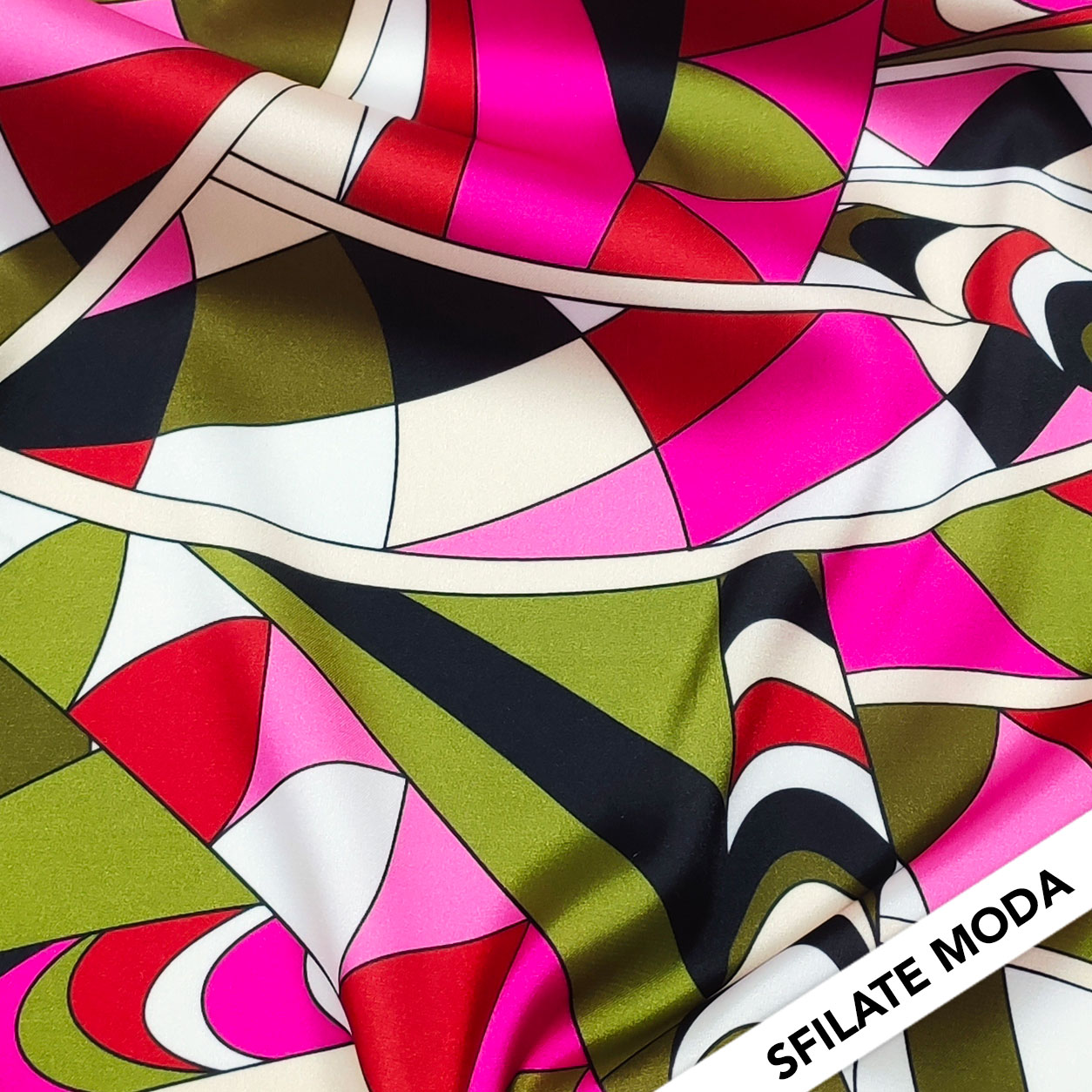 Conjunto Satén Elástico Moda Fantasía Abstracta Fuxia