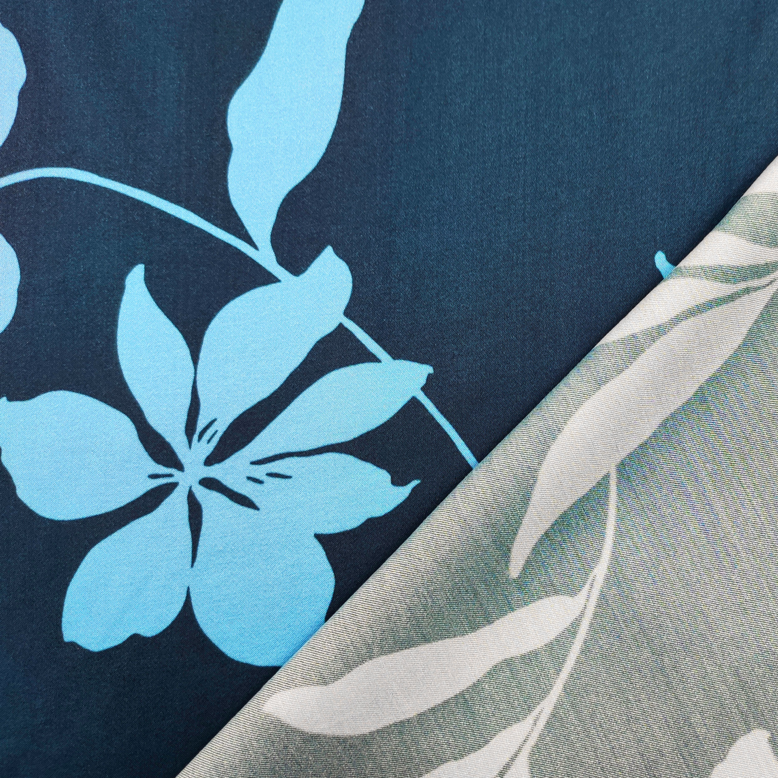Satin Mixed Silk High Fashion Flowers Blue Background