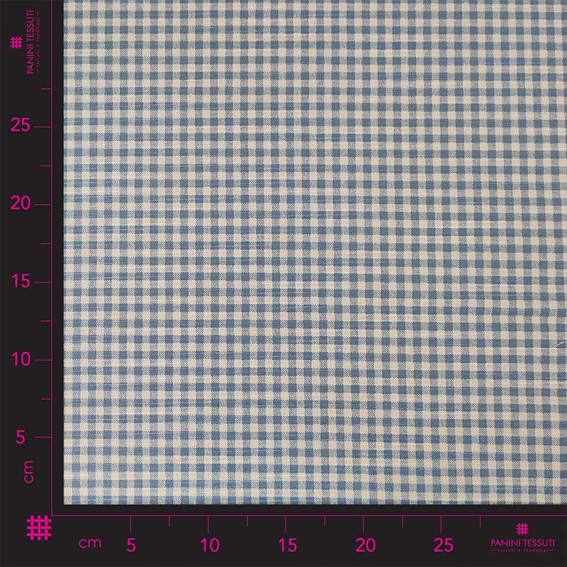 Tissu de coton à carreaux bleu clair Image