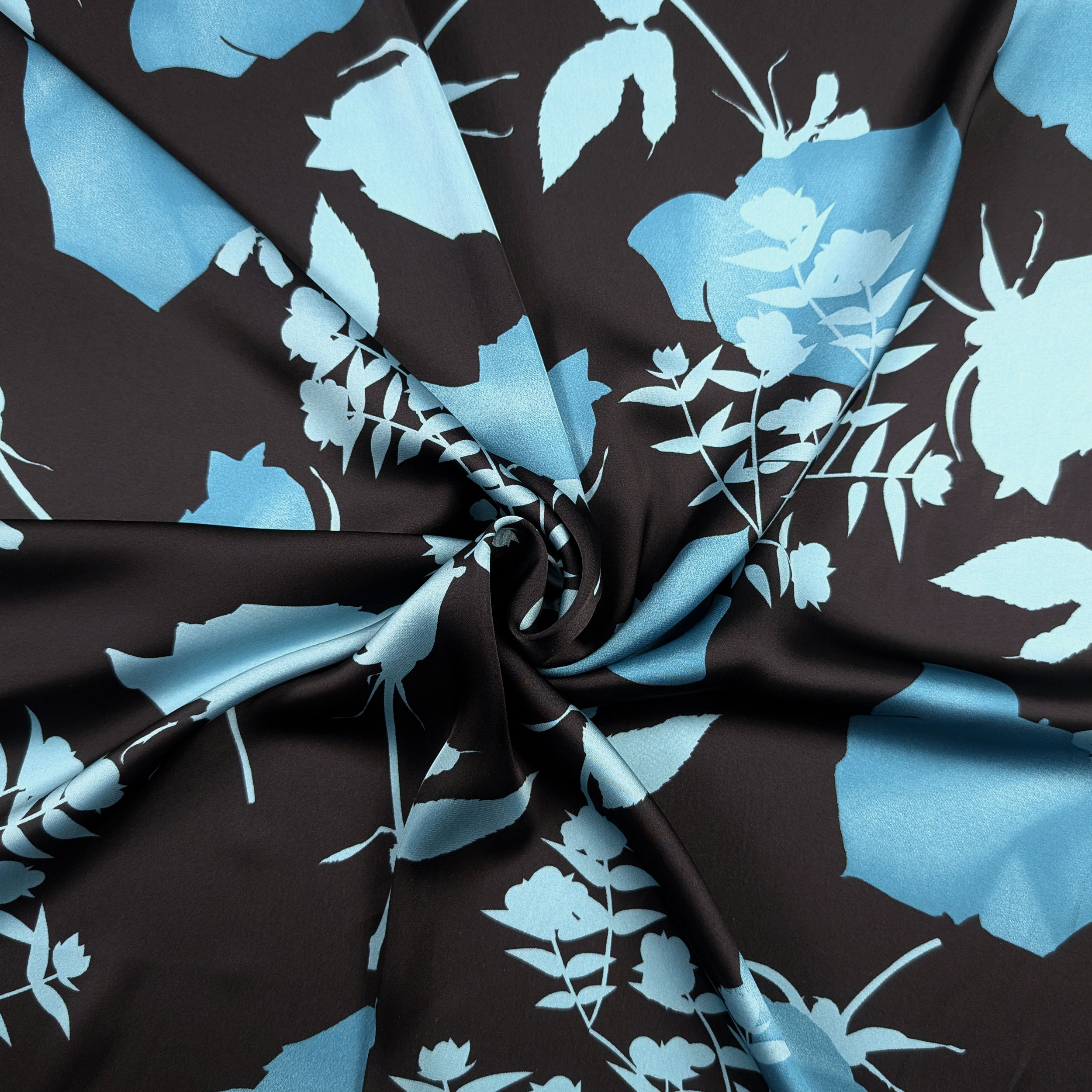 Fantasy raspberry leaves and blue flowers Image